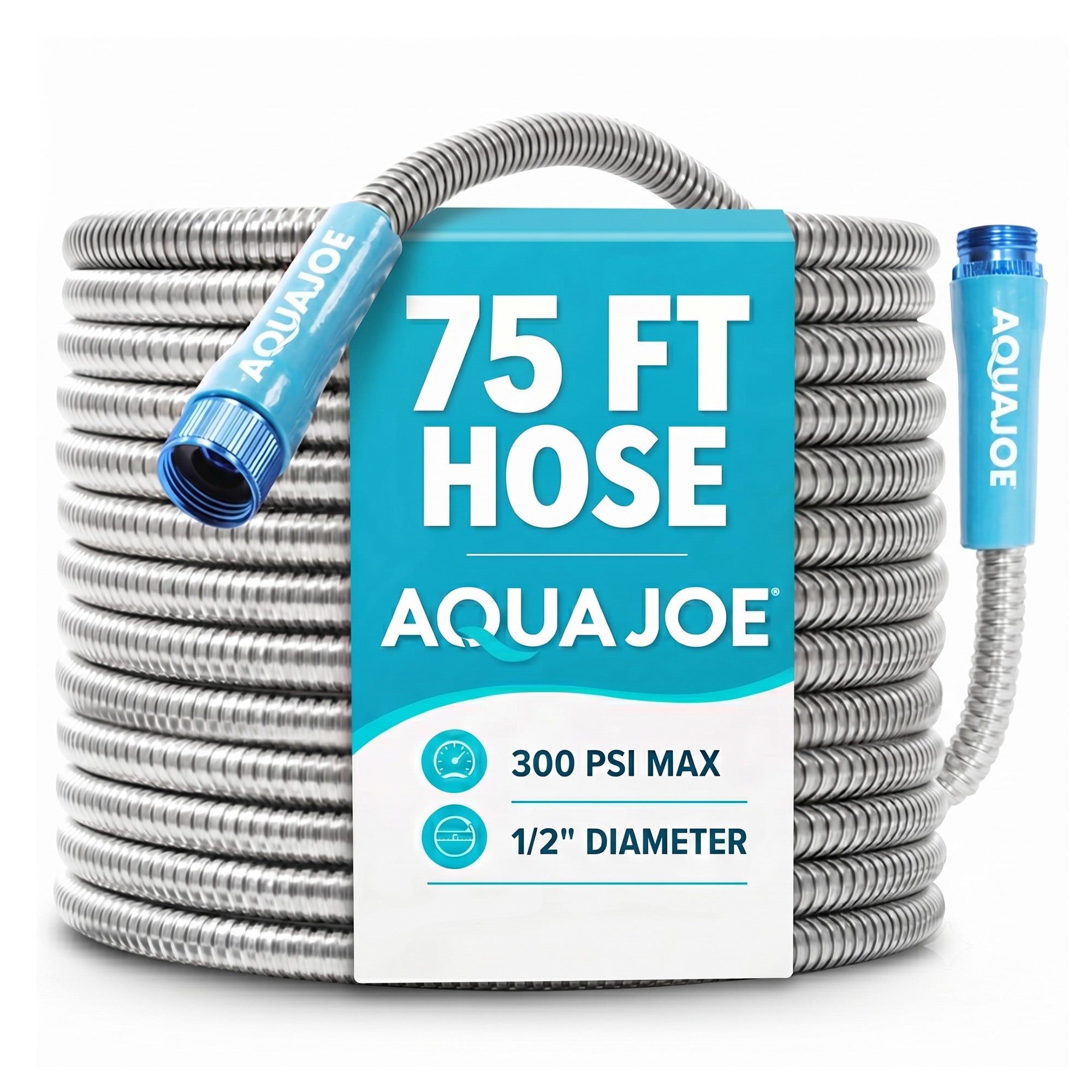 Aqua Joe 75 Ft Heavy Duty Stainless Steel Garden Hose, 1/2" Diameter, AJSGH75 - VMInnovations