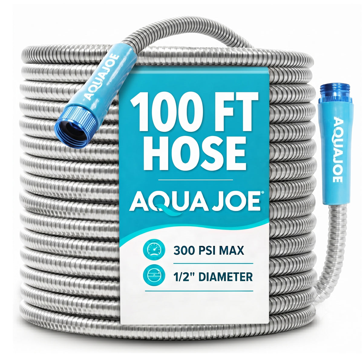 Aqua Joe 100 Ft Heavy Duty Stainless Steel Garden Hose, 1/2" Diameter, AJSGH100 - VMInnovations