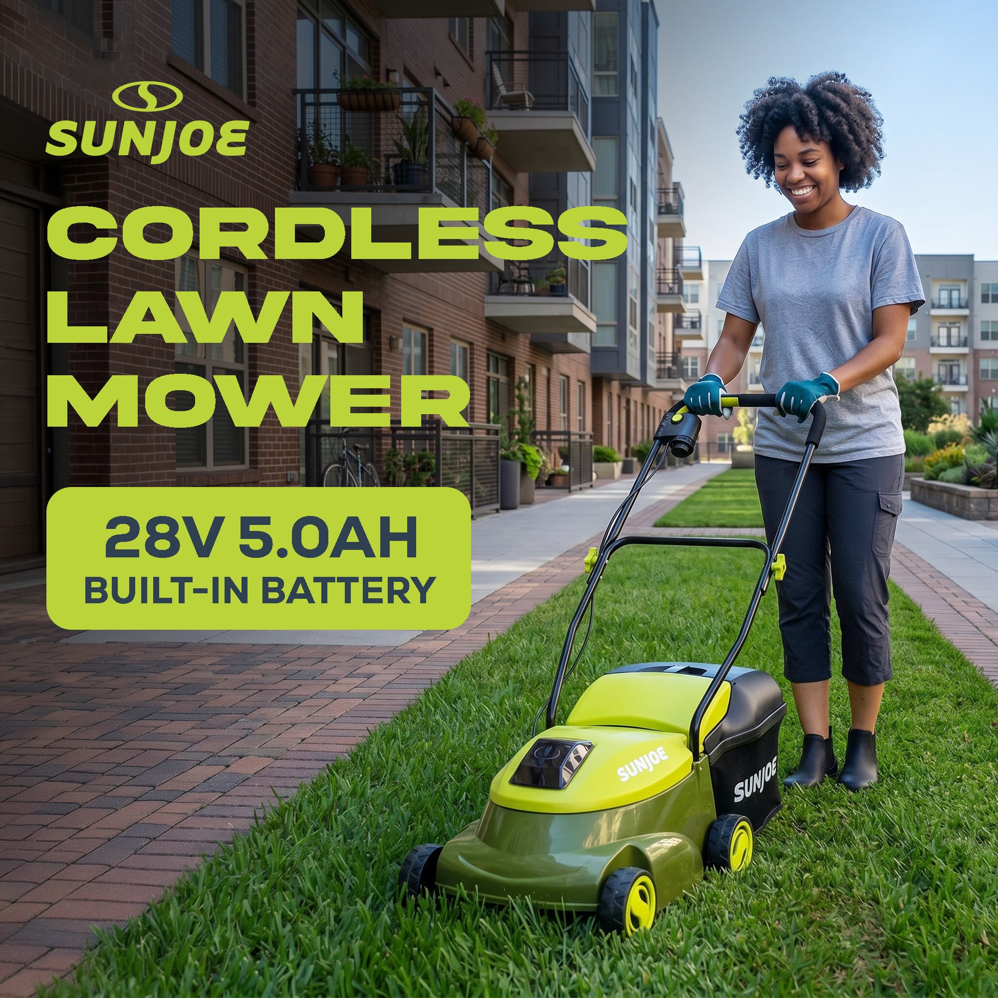 Sun Joe 14" Electric Cordless Lawn Mower with 10.6 Gal Grass Catcher, MJ401C-XR