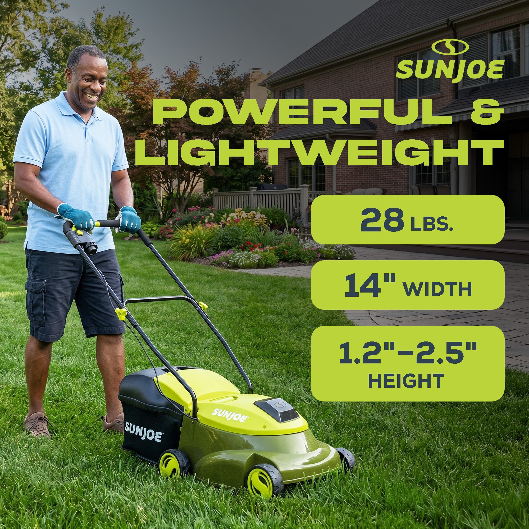 Sun Joe 14" Electric Cordless Lawn Mower with 10.6 Gal Grass Catcher, MJ401C-XR