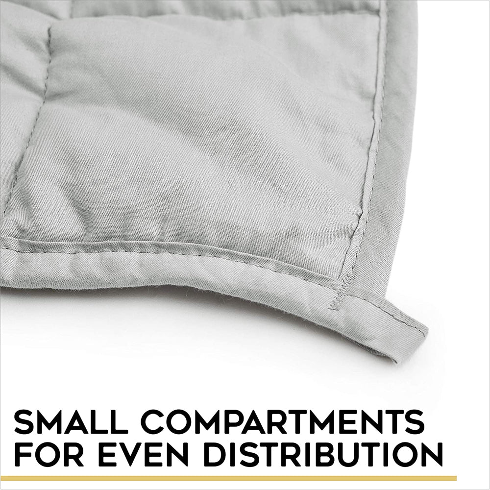 YnM Original Cotton 48x72 In 15lb Glass Bead Weighted Blanket, Gray (Open Box) - VMInnovations