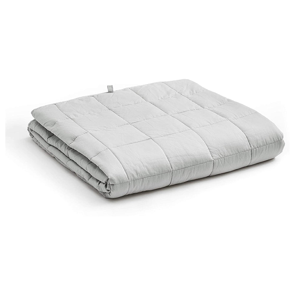 YnM Original Cotton 48x72 In 15lb Glass Bead Weighted Blanket, Gray (Open Box) - VMInnovations