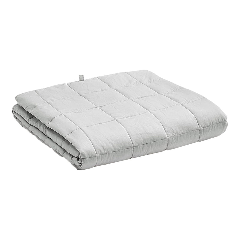 YnM Original Cotton 48 x 72 In 12 Pound Glass Bead Weighted Blanket, Light Gray