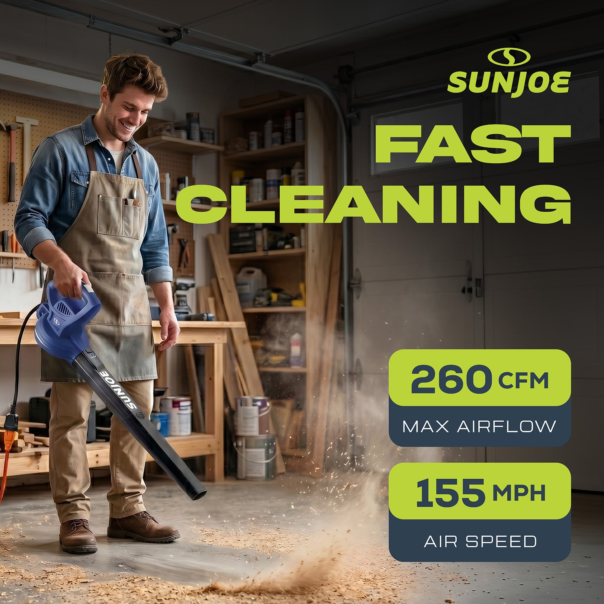 Sun Joe Electric All Purpose Leaf Blower, 6 Amp Motor, 155MPH Speed, SBJ597E-SJB