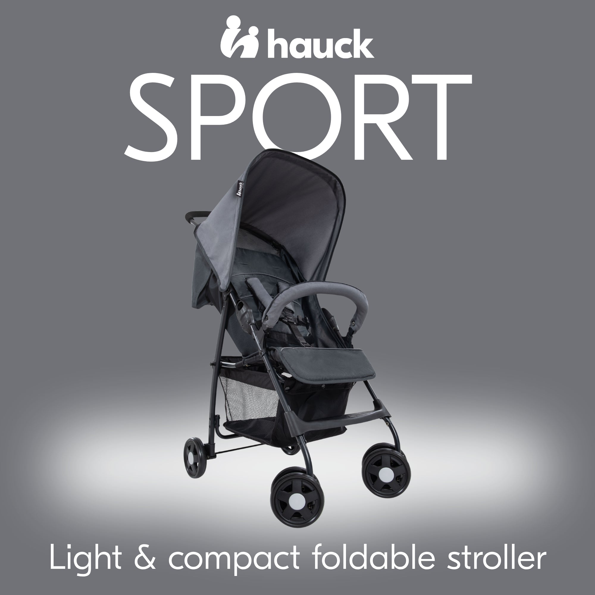 hauck Sport T13 Lightweight Compact Foldable Stroller Pushchair, Charcoal Stone