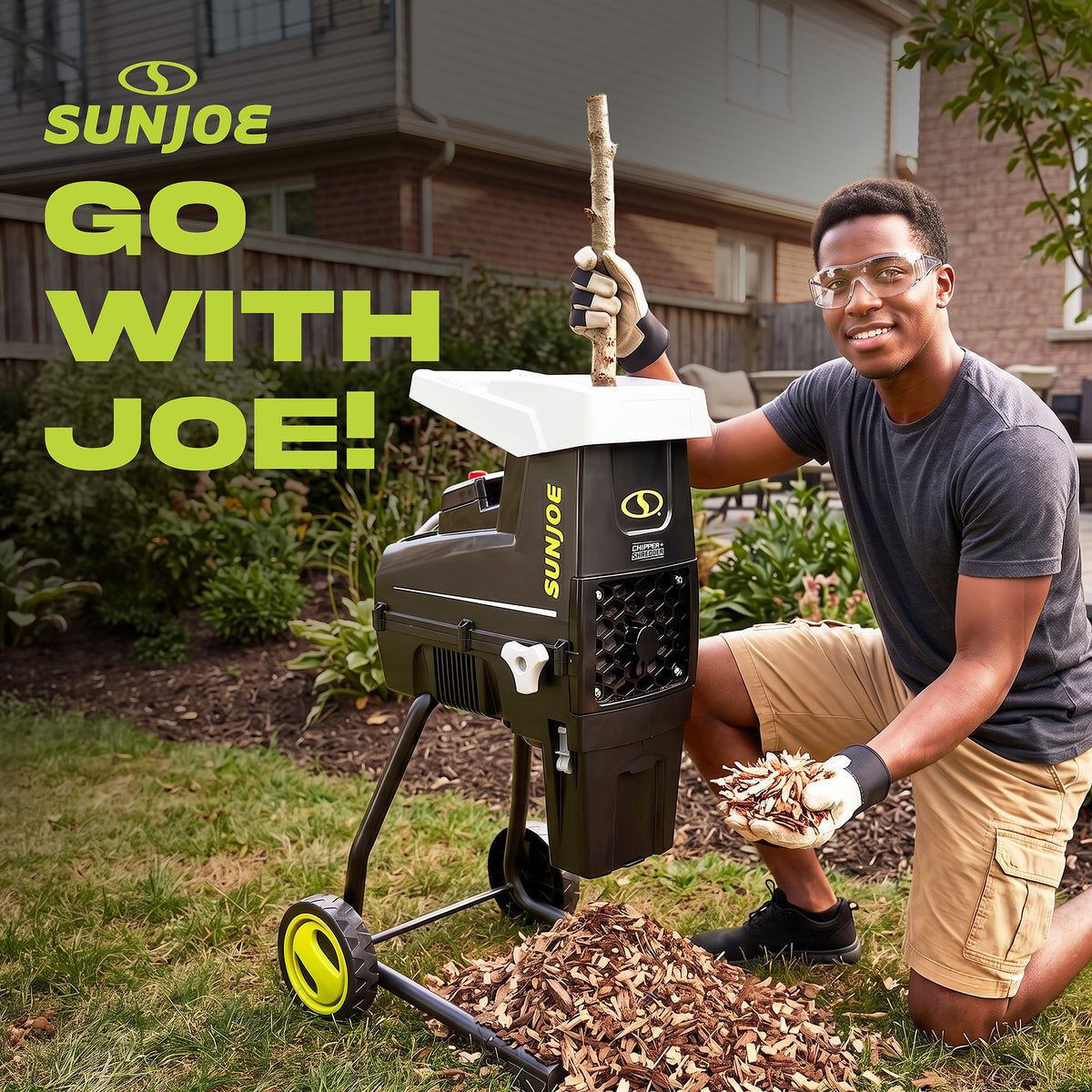 Sun Joe Silent Wood Chipper Shredder, 15 Amp Machine with 1.7" Diameter (Used) - VMInnovations