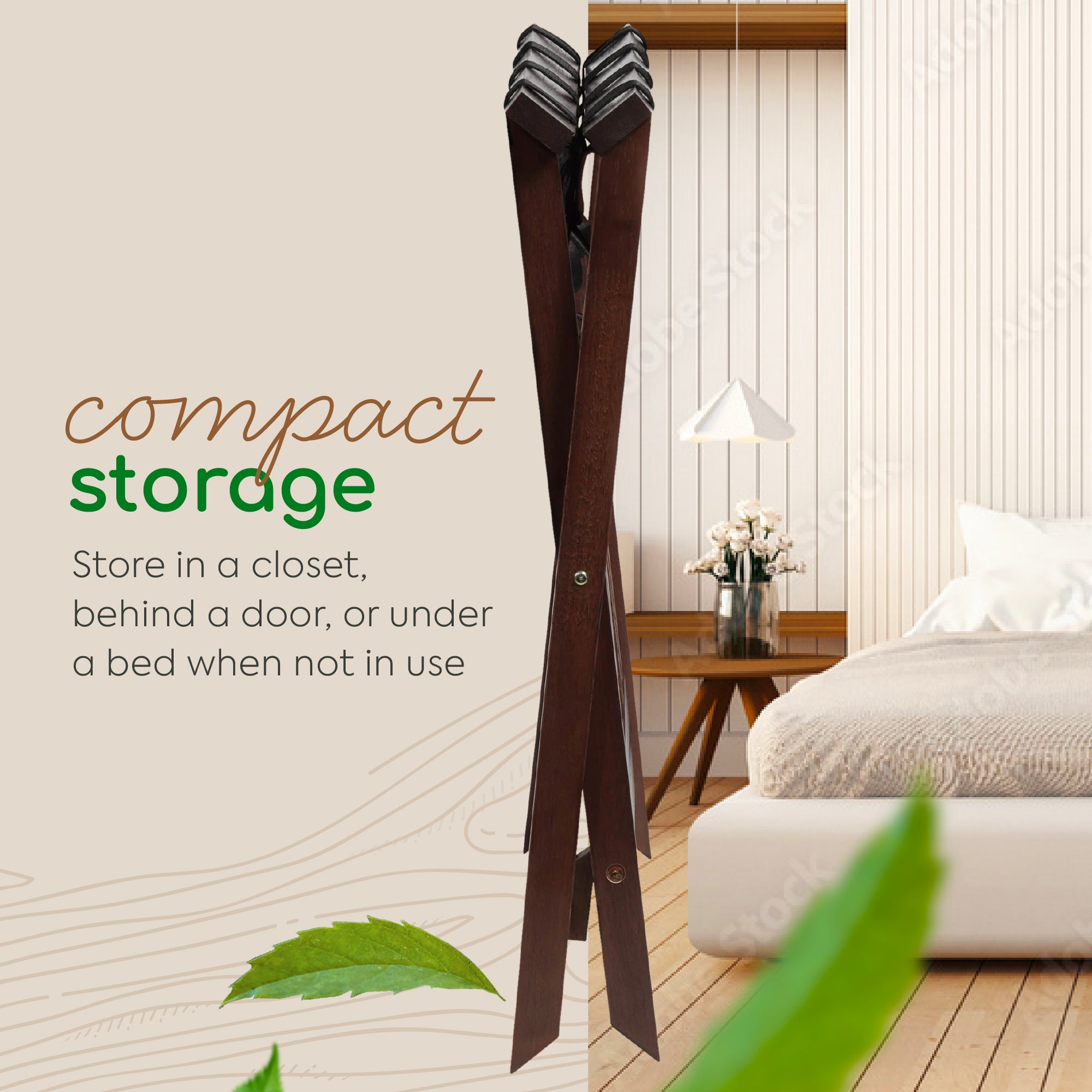 PJ Wood Hotel Style Wood Home Folding Suitcase Luggage Rack w/Shelf,Walnut(Used) - VMInnovations