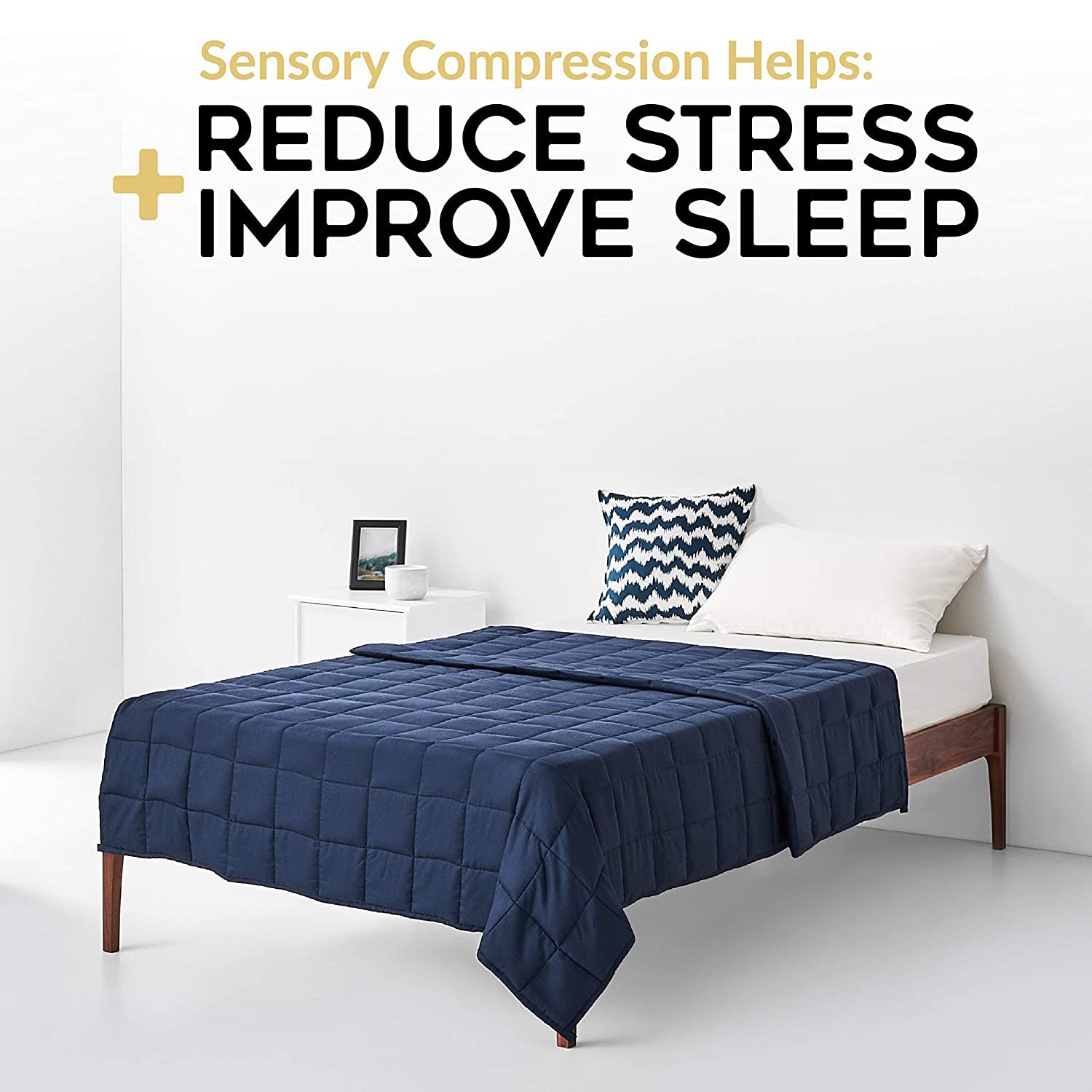 YnM Original Cotton 60x80 Weighted Blanket for Queen Beds, Navy Blue (Open Box) - VMInnovations
