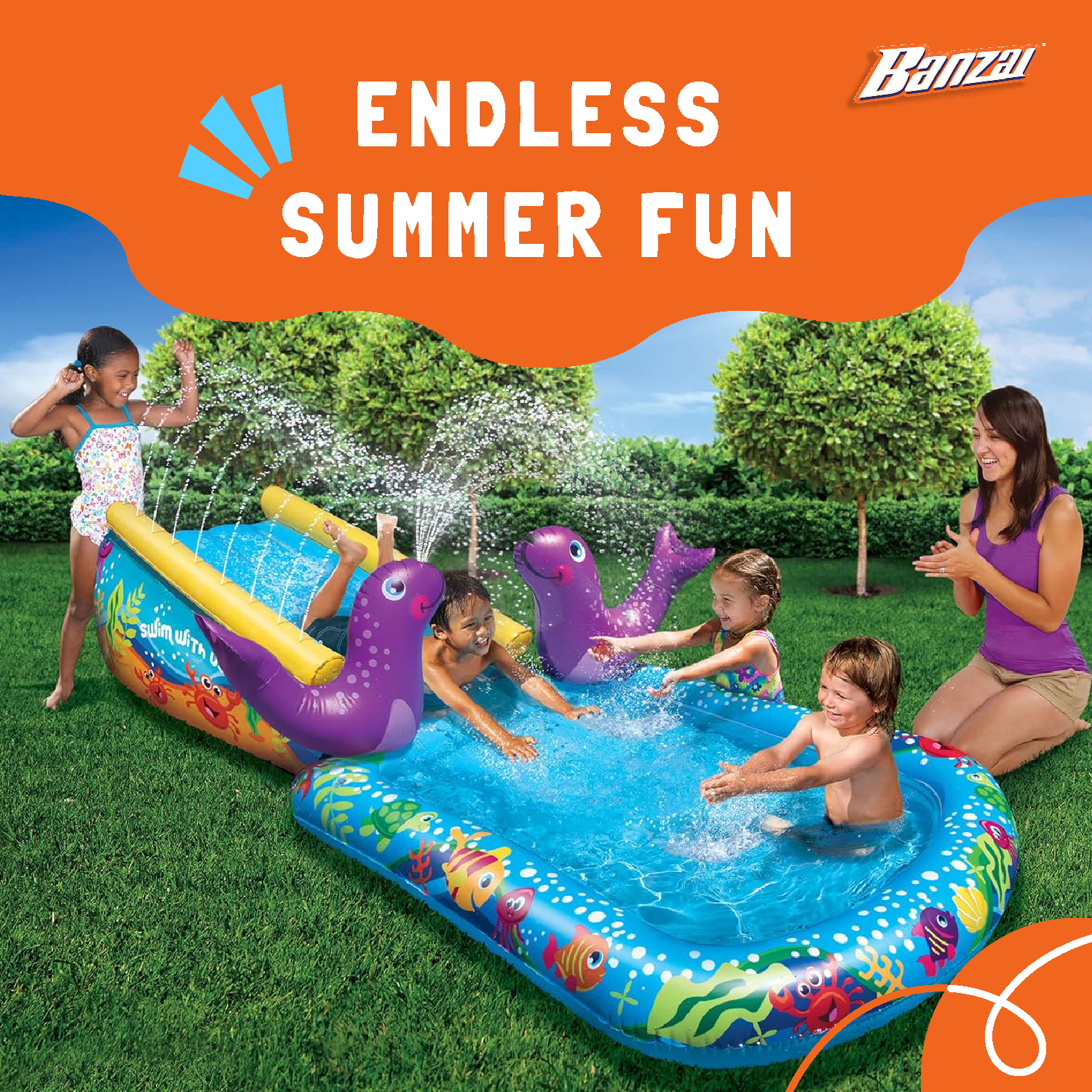 Banzai Kid Toddler Outdoor Inflatable My First Water Slide & Splash Pool (Used) - VMInnovations
