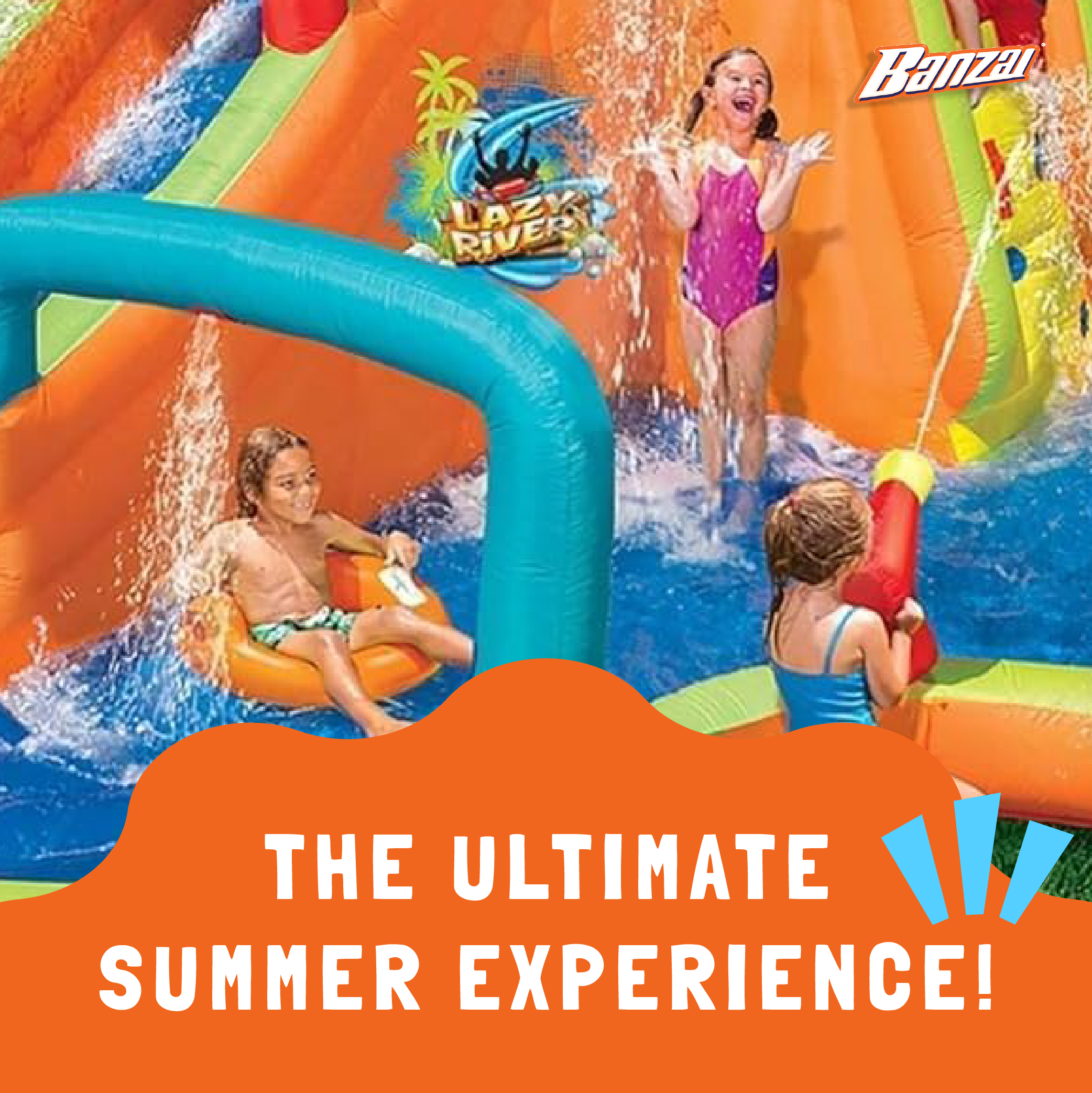 Banzai Inflatable Outdoor Lazy River Adventure Water Park Slide & Pool(Open Box)