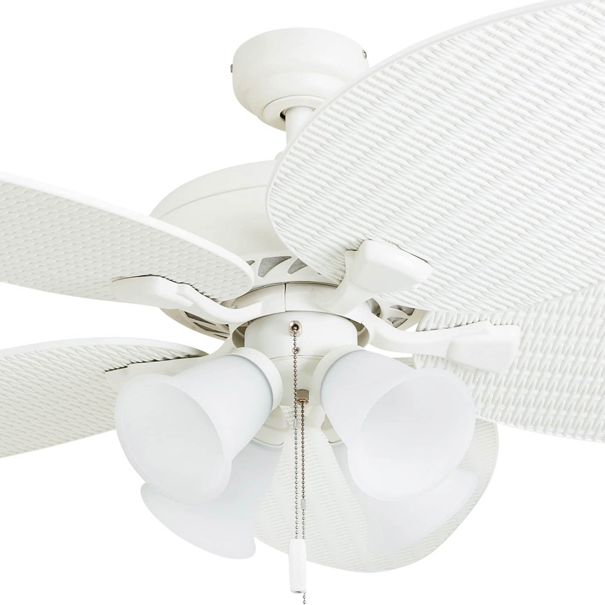 Prominence Home Palm Lake 52" Indoor Outdoor Ceiling Fan with Pull Chain, White - VMInnovations