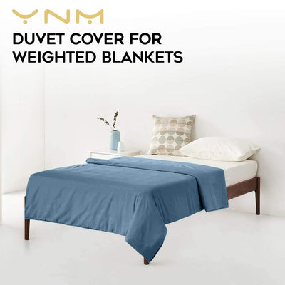 YnM 60 x 80 inch Bamboo Duvet Cover for Weighted Blankets, Blue Grey (Open Box)