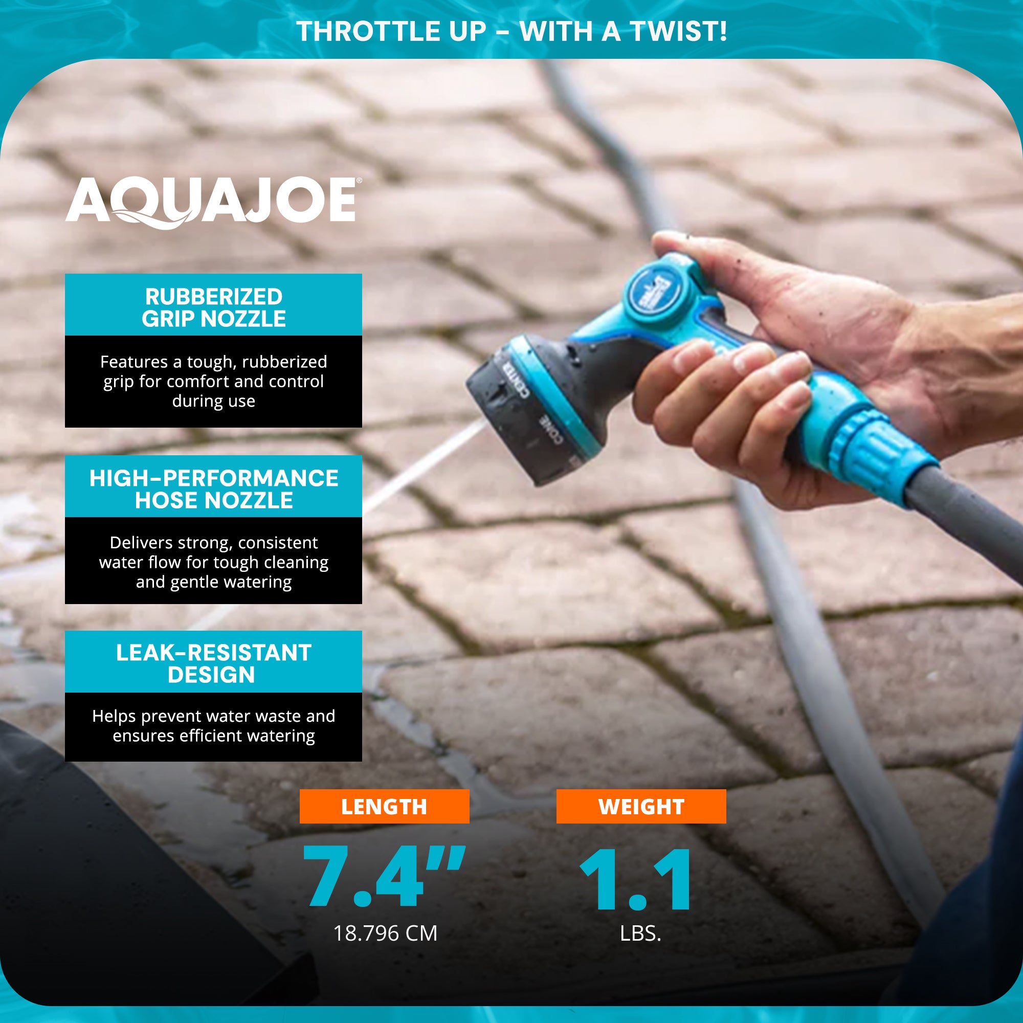 Aqua Joe Multi-Function Hose Nozzle with Smart Throttle & Oscillating Sprinkler