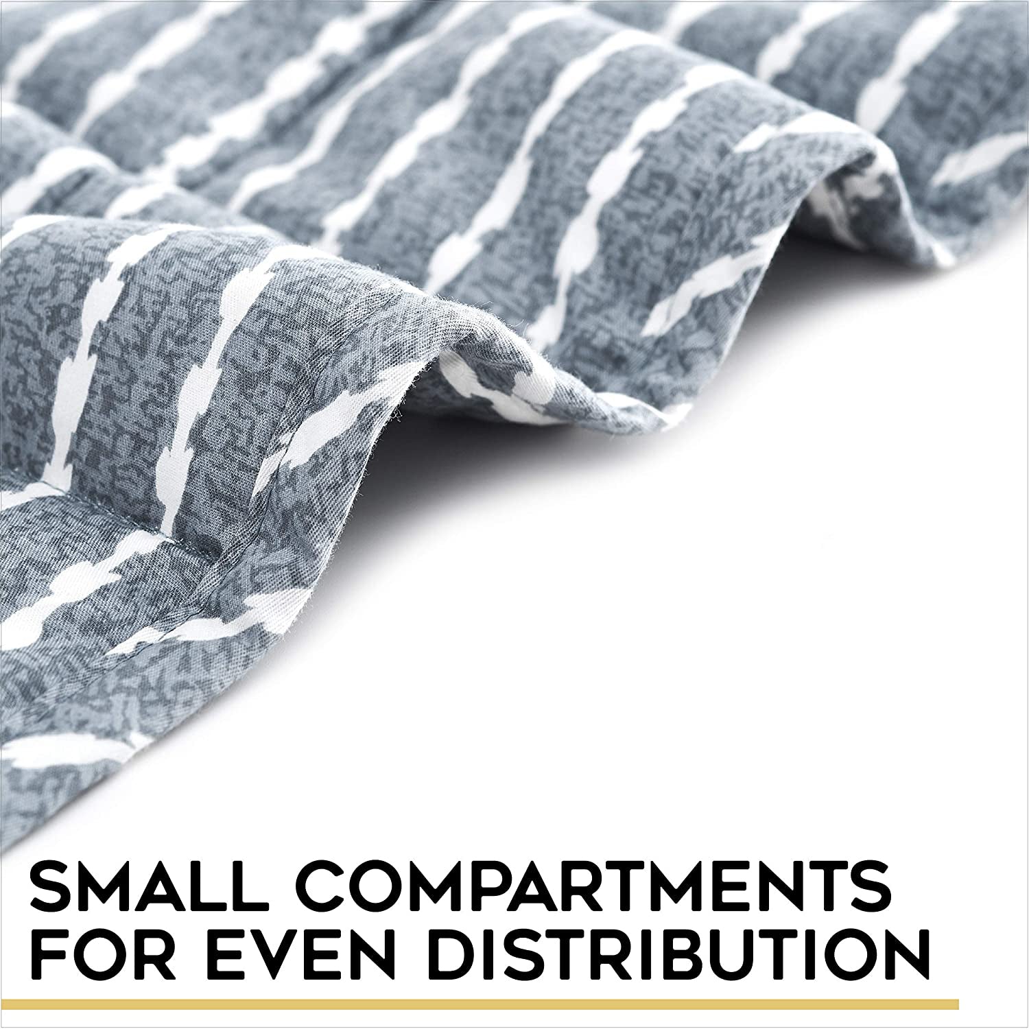 Cotton 48 x 72 In 15 Lb Glass Bead Weighted Blanket, Blue & White (Open Box) - VMInnovations