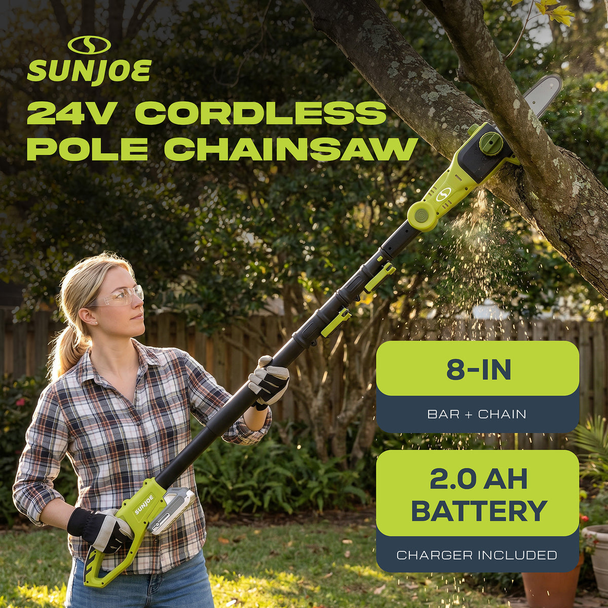 Sun Joe 24V Pole Chainsaw Electric Telescope Tree Trimmer, 24V-PS8-LTE (Used) - VMInnovations
