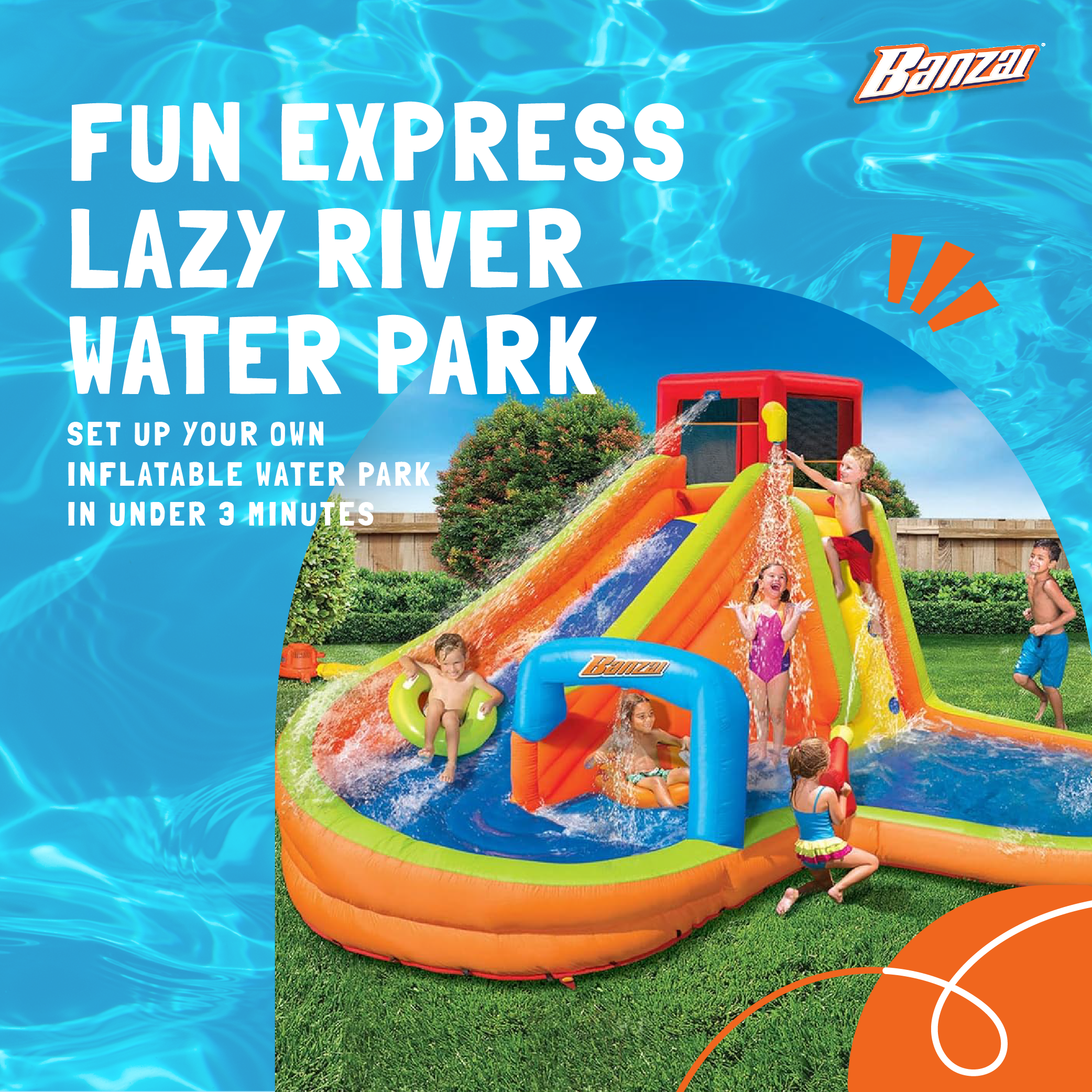 Banzai Lazy River Inflatable Outdoor Water Park Slide and Splash Pool (Used) - VMInnovations