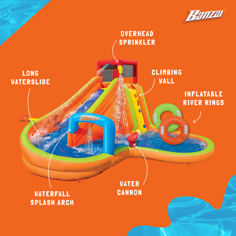 Banzai Lazy River Inflatable Outdoor Water Park Slide and Splash Pool (Used)