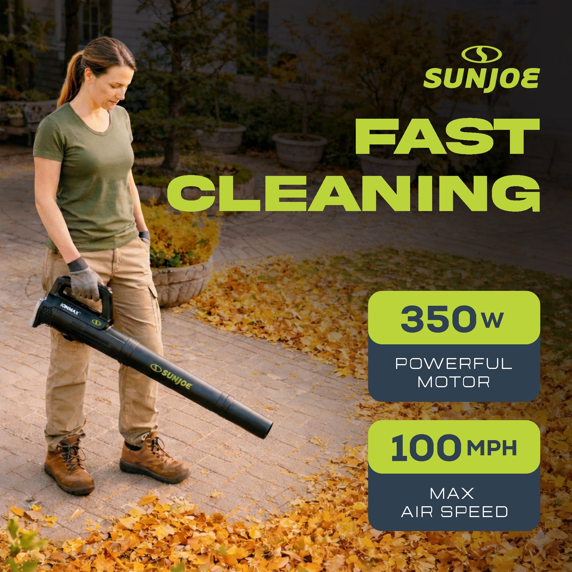 Sun Joe 24V-TB-LTE 24V Cordless IONMAX Compact Turbine Jet Blower, 100 MPH Air Speed, Battery and Charger Included