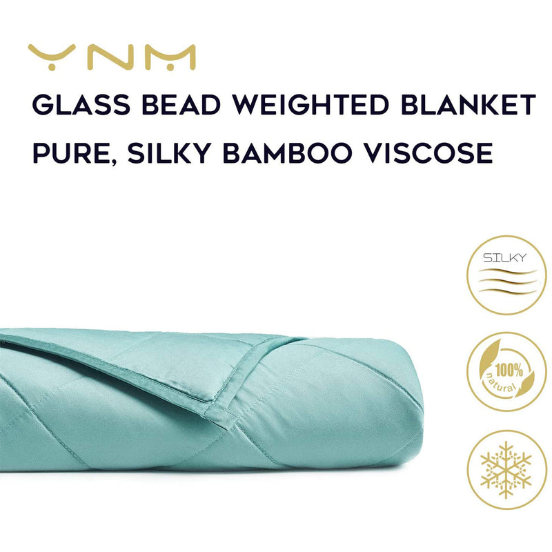 YnM Bamboo 80 x 87 In Weighted Blanket for Queen & King Beds w/ Duvet, Sea Grass