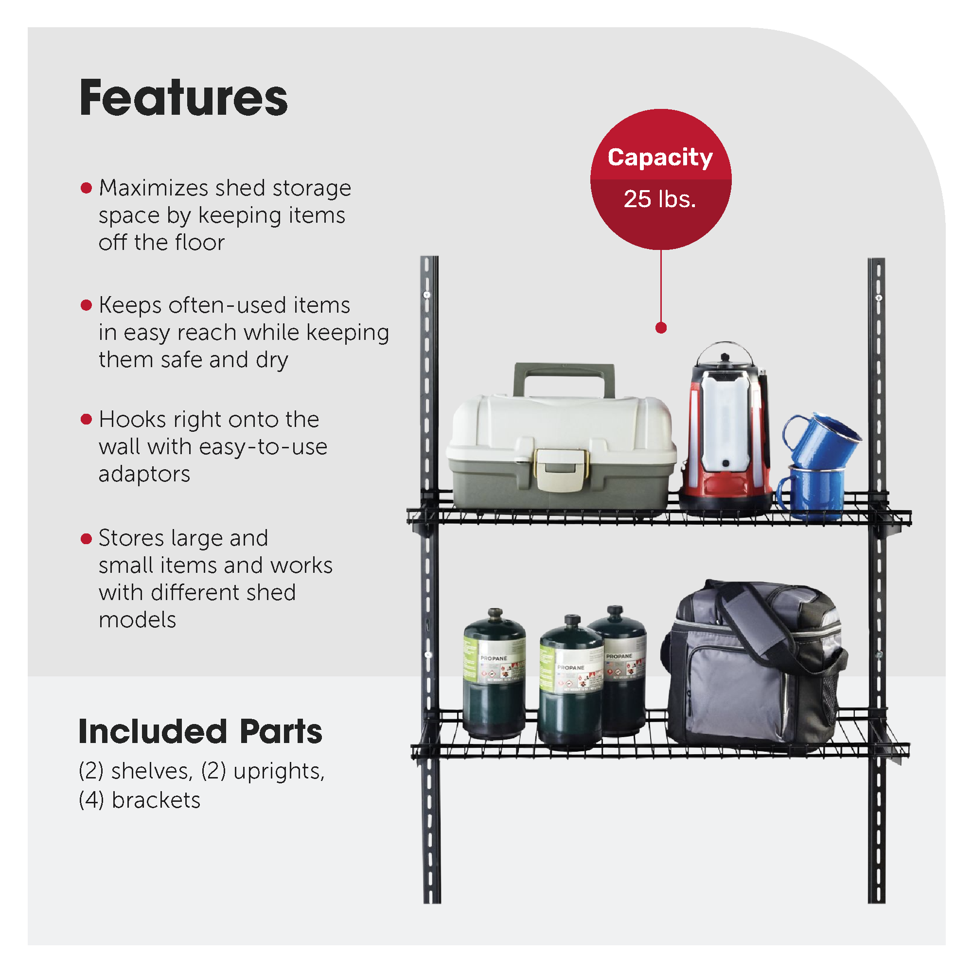 Rubbermaid Large Upright Utility Shed Shelving w/ Installation Hardware (Used) - VMInnovations