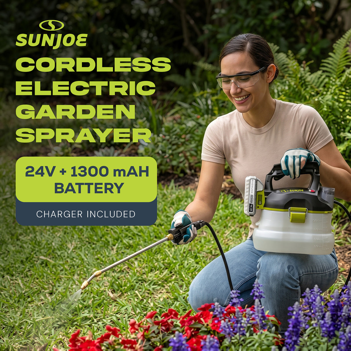 Sun Joe 24V Cordless Electric Garden Sprayer with Adjustable Wand, 24V-GS-LTW - VMInnovations