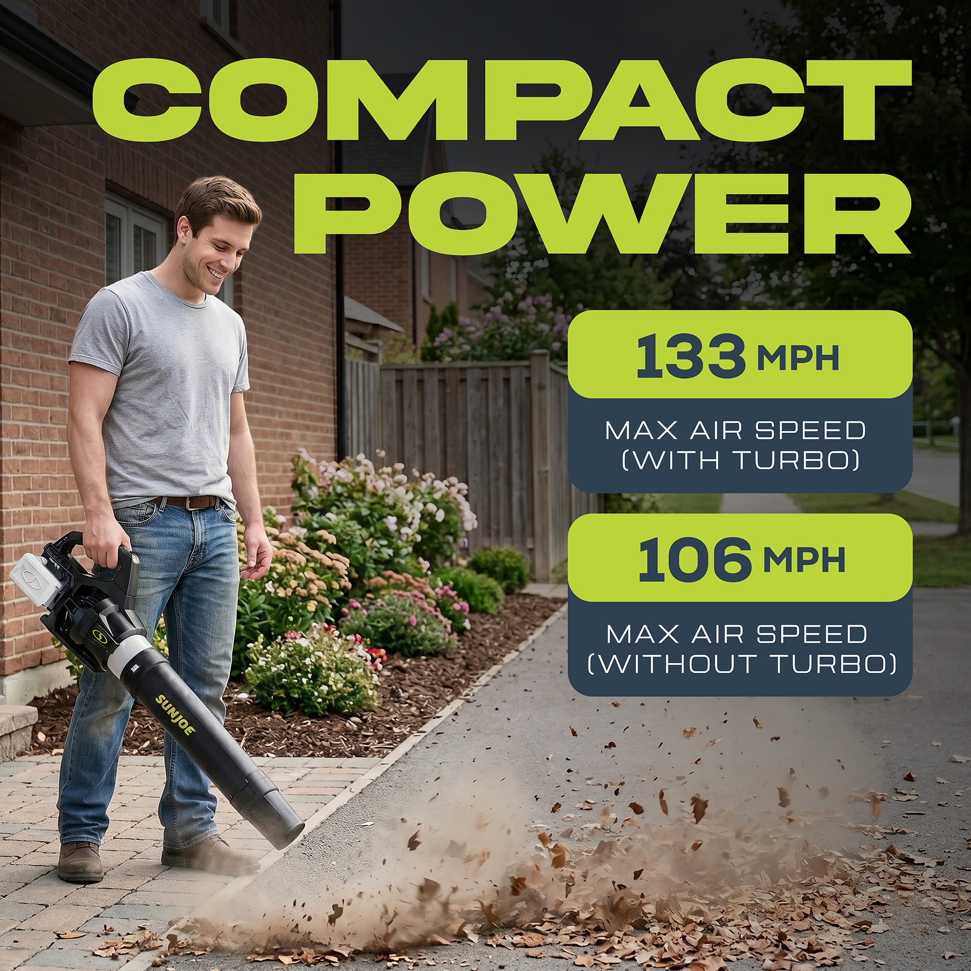 Sun Joe Cordless Brushless Turbine Jet Blower with Battery/Charger, 24V-X2-JB500