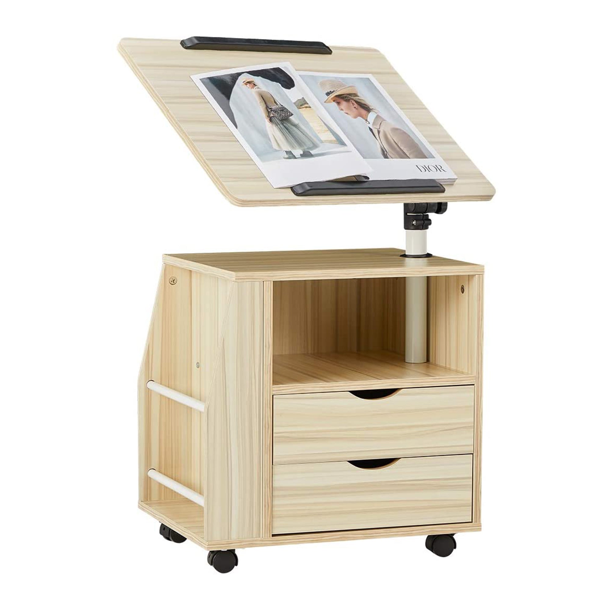 EROMMY Swivel Top Adjustable Height Bedside End Table w/Storage Drawer(Open Box) - VMInnovations