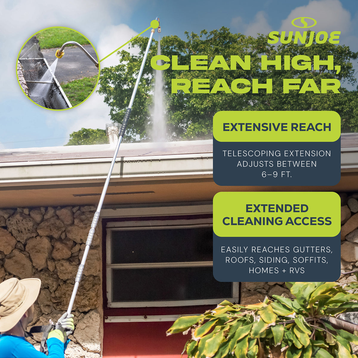 Sun Joe 9 Foot Universal Pressure Washer Sky Lance Extension Wand Kit (Open Box) - VMInnovations