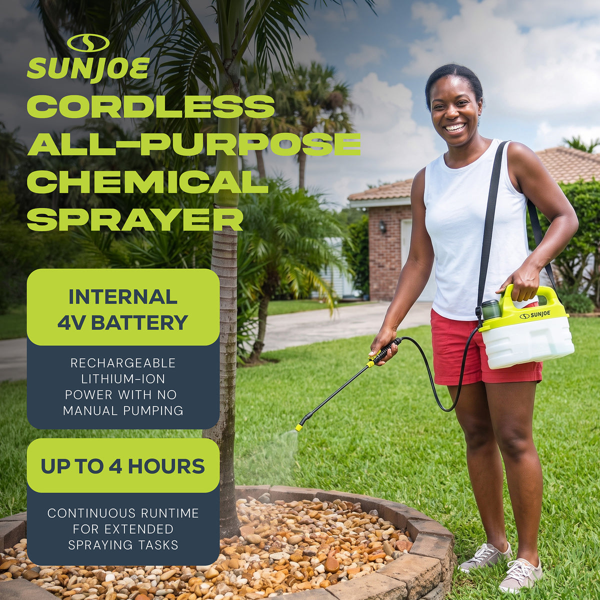 Sun Joe 4V Cordless Chemical Sprayer with 3W Motor and Battery, 1 Gal, SJ-APS-1G