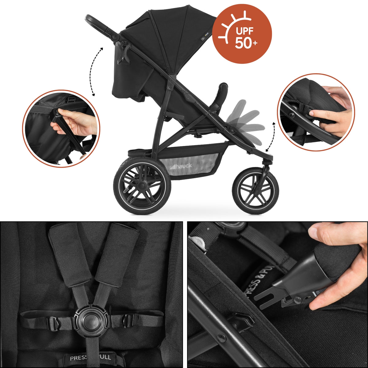 Hauck Stroller Rapid 3R Reclining Seat, Compact Fold Stroller (Used)