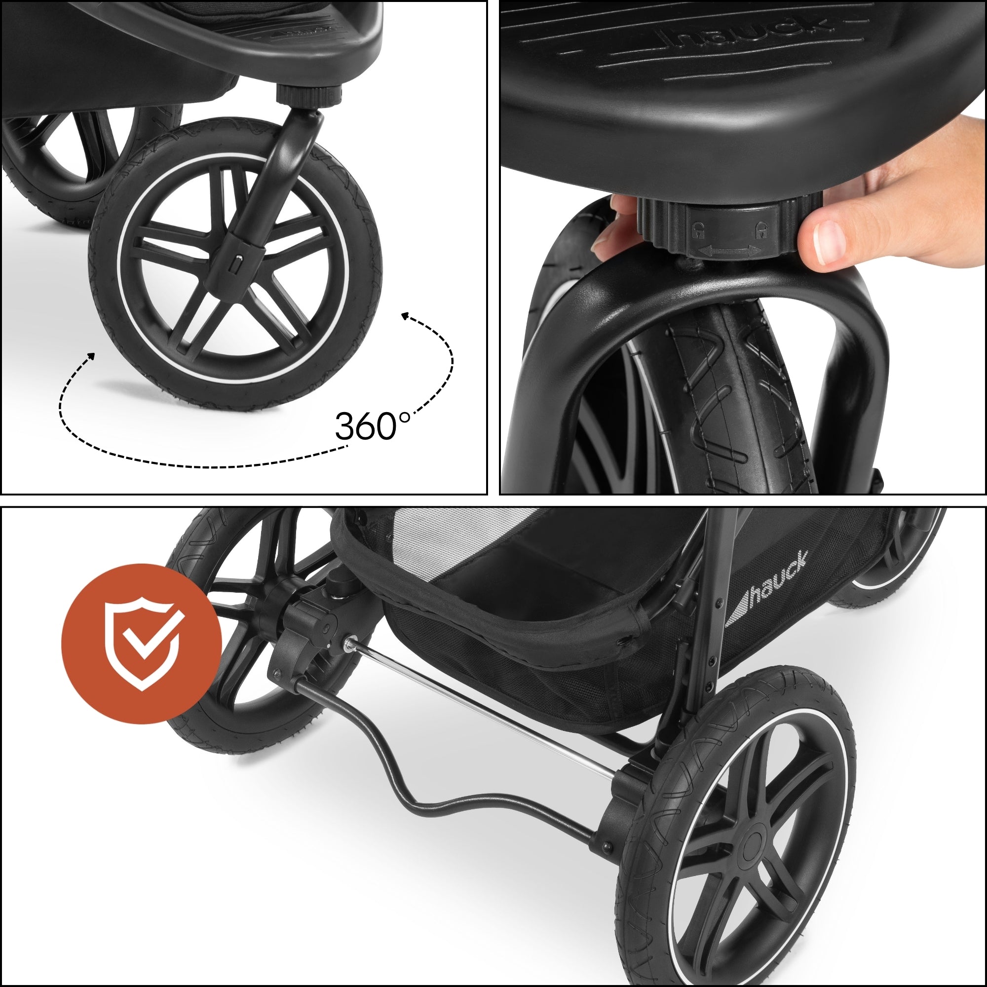 hauck Stroller Rapid 3R Reclining Seat, Compact Fold Stroller with Rubber Tires - VMInnovations