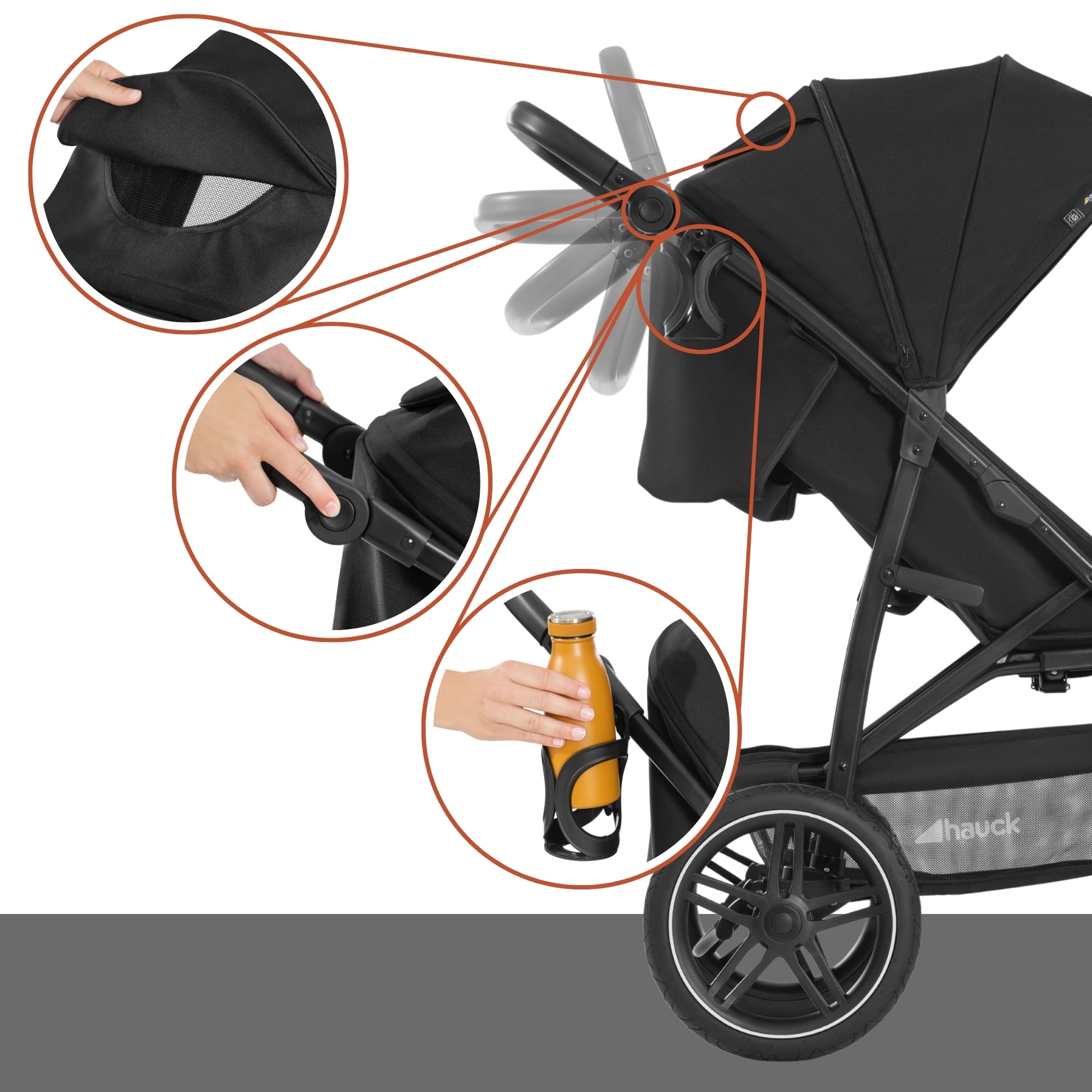 hauck Stroller Rapid 3R Reclining Seat, Compact Fold Stroller with Rubber Tires - VMInnovations
