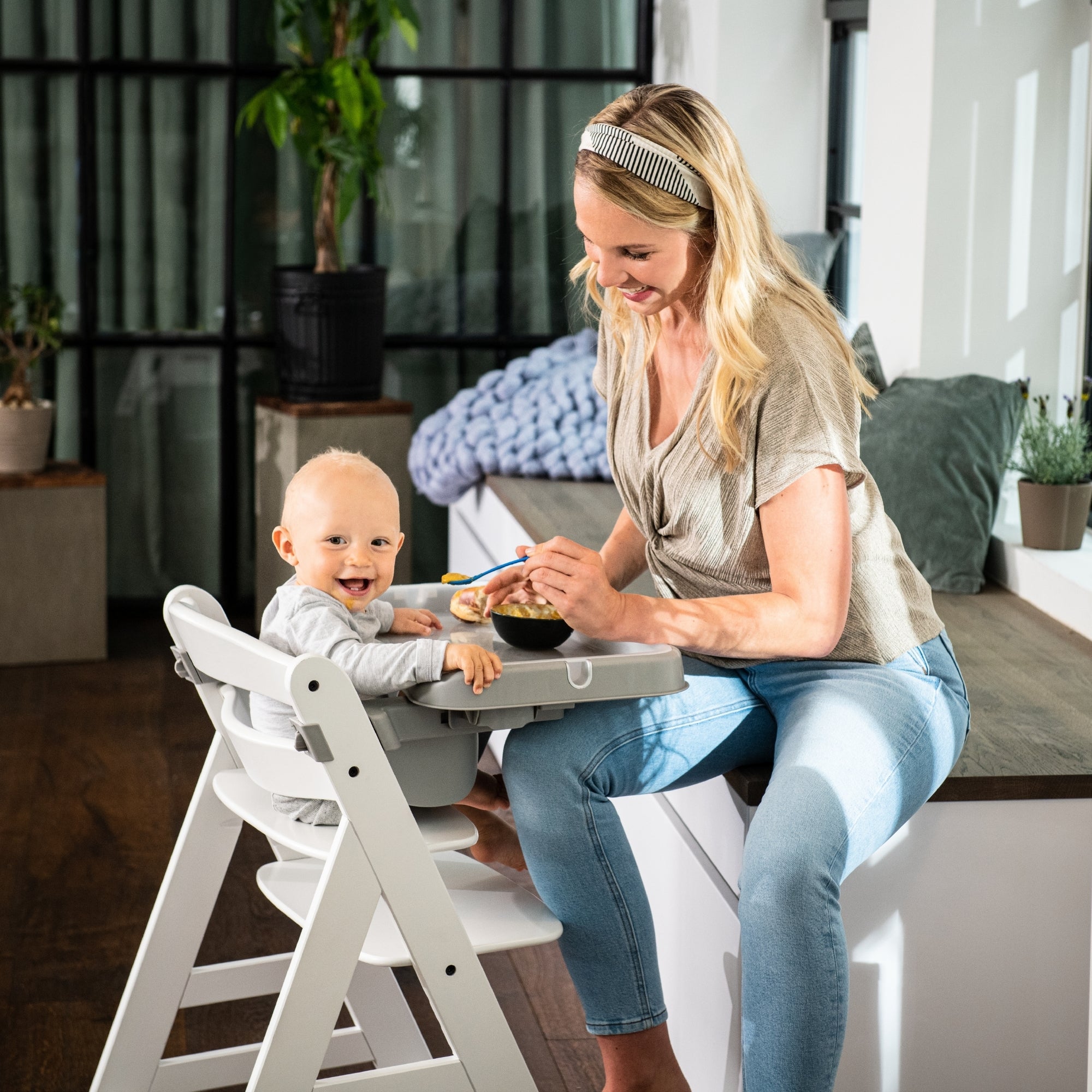 Alpha High Chair Tray Table Compatible with Wooden Alpha+ and Beta+, Grey (Used) - VMInnovations