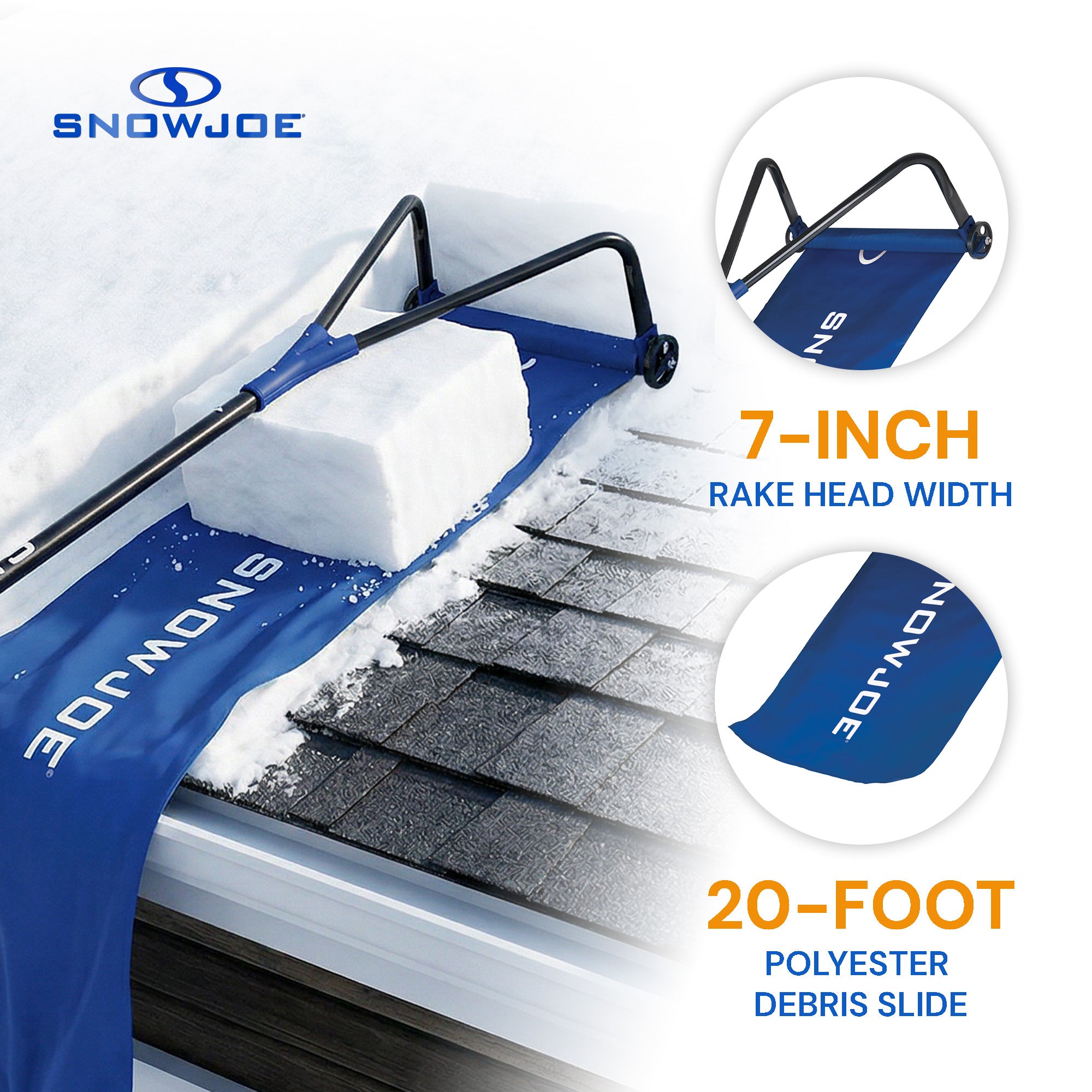 Snow Joe Roof Rake and Snow Removal Tool with 28-Foot Reach and 20-Foot Debris Slide - Ice Remover and Winter Season Accessory for Home, Building, and Garage, RJ208M - VMInnovations