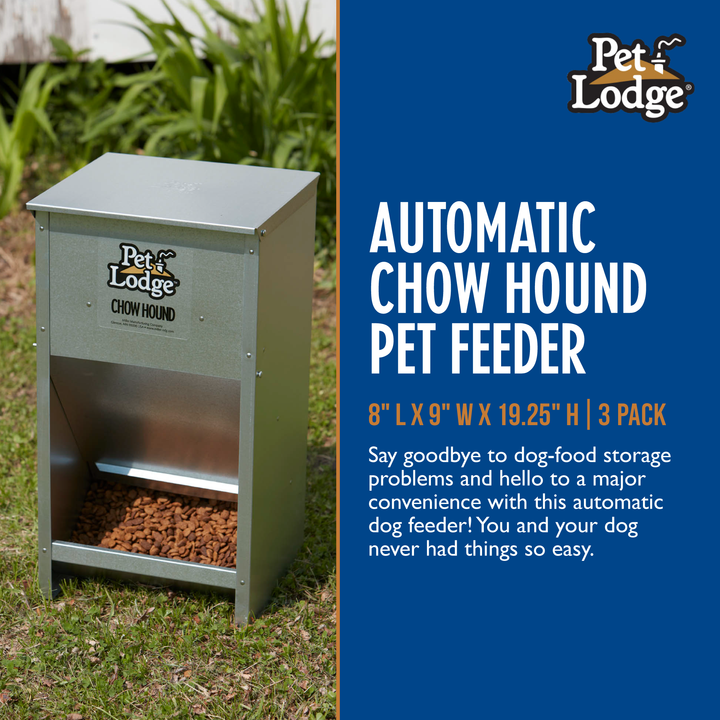 Little Giant Dry Food Automatic Steel Dog Feeder Chow Hound 25 Pound (3 Pack) - VMInnovations