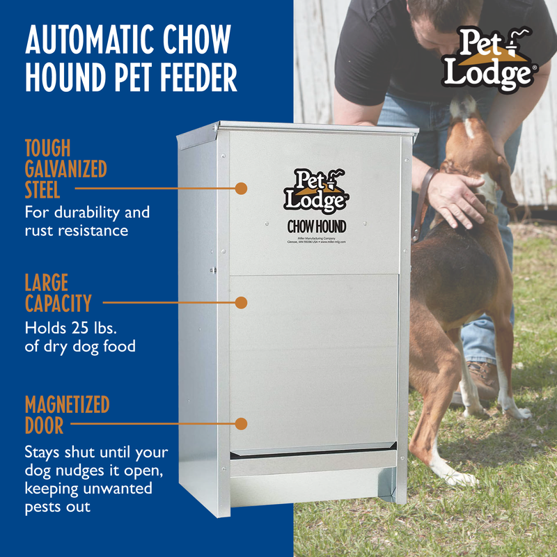 Little Giant Dry Food Automatic Steel Dog Feeder Chow Hound 25 Pound (3 Pack)
