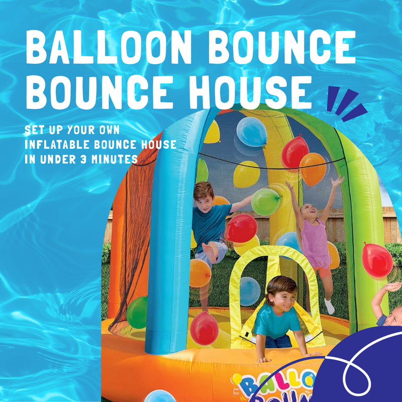 Banzai Inflatable Balloon Bounce House Activity Play Center with 20 Balloons