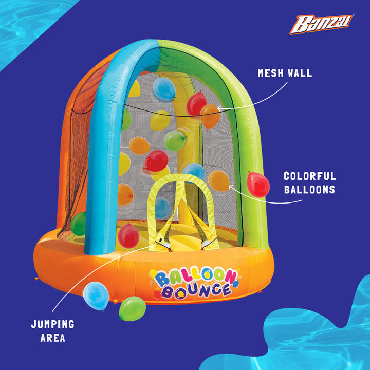 Banzai Inflatable Balloon Bounce House Activity Play Center with 20 Balloons - VMInnovations