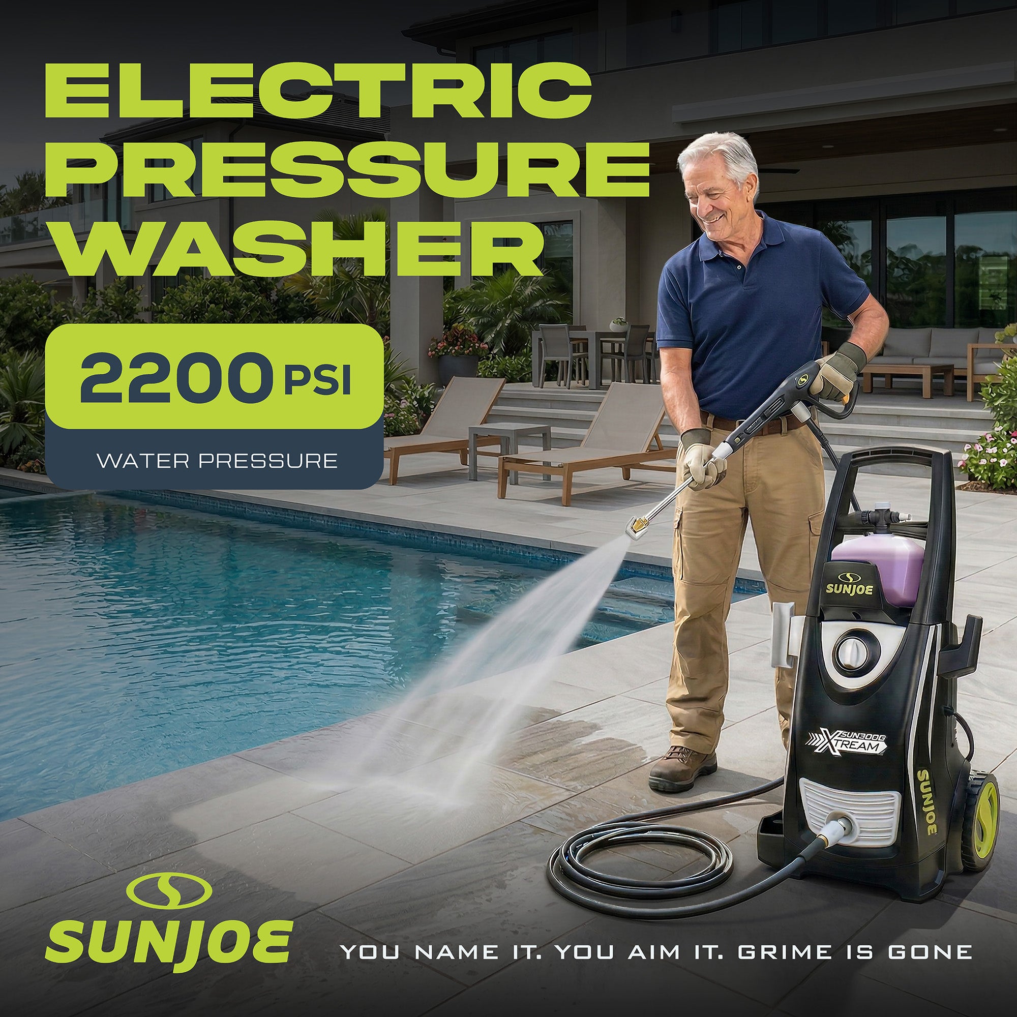 Sun Joe SPX3000-XT1 XTREAM Pressure Washer with 14.9A Motor, Includes 4 Quick-Connect Nozzles, High-Pressure Hose, Garden Hose Adapter, and 35-Foot Power Cord