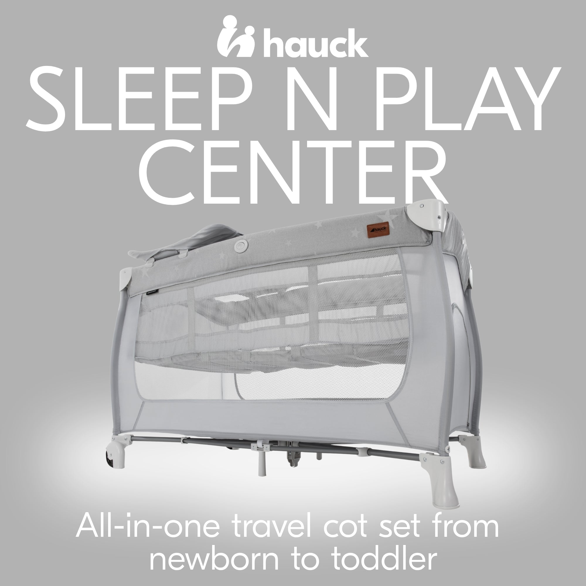 hauck Sleep N Play Center Portable Travel Cot w/Bassinet & Playpen, Stars Grey - VMInnovations