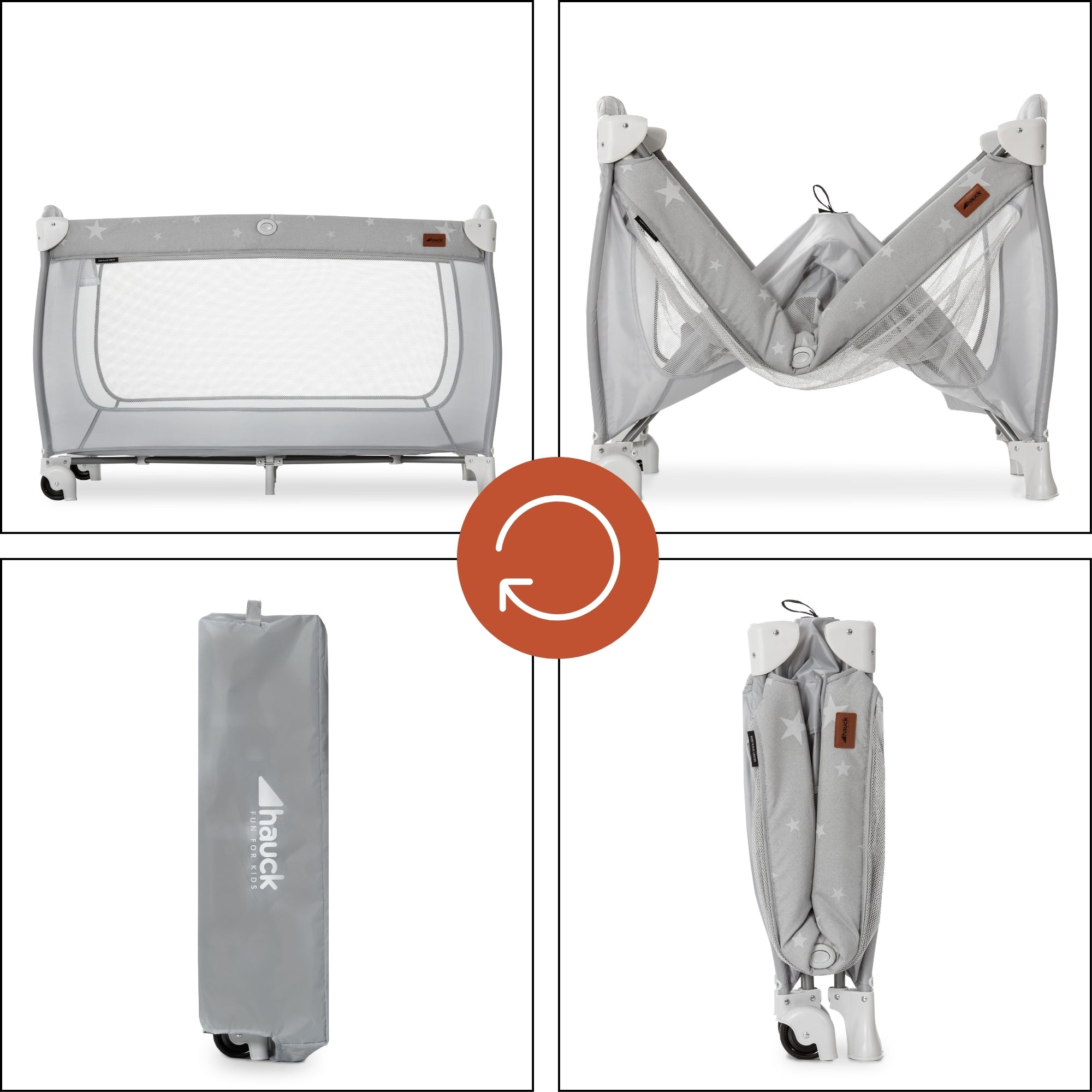 hauck Sleep N Play Center Portable Travel Cot w/Bassinet & Playpen, Stars Grey - VMInnovations