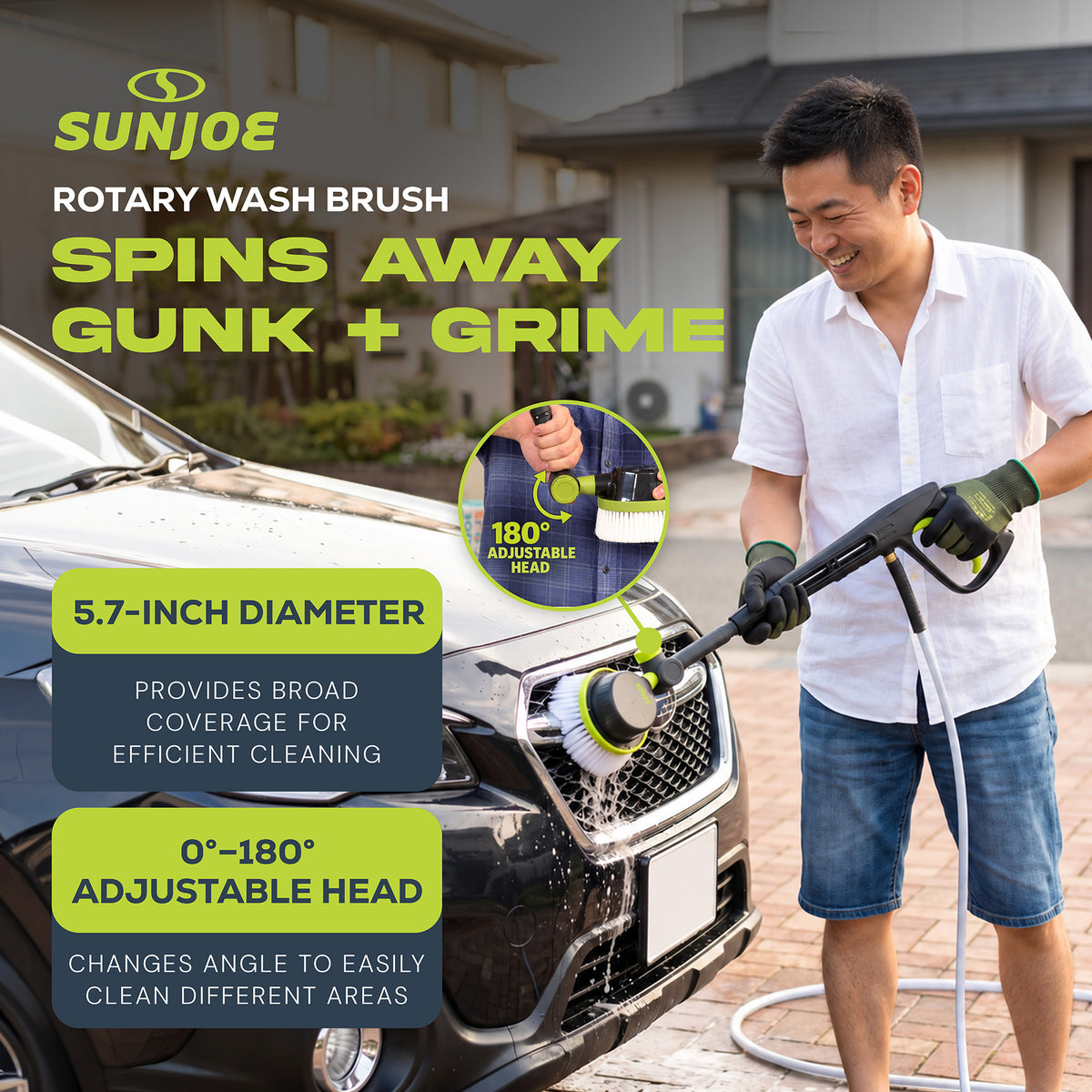 Sun Joe Auto Cleaning System, Pressure Washer Kit, Rotating Brush, (For Parts) - VMInnovations