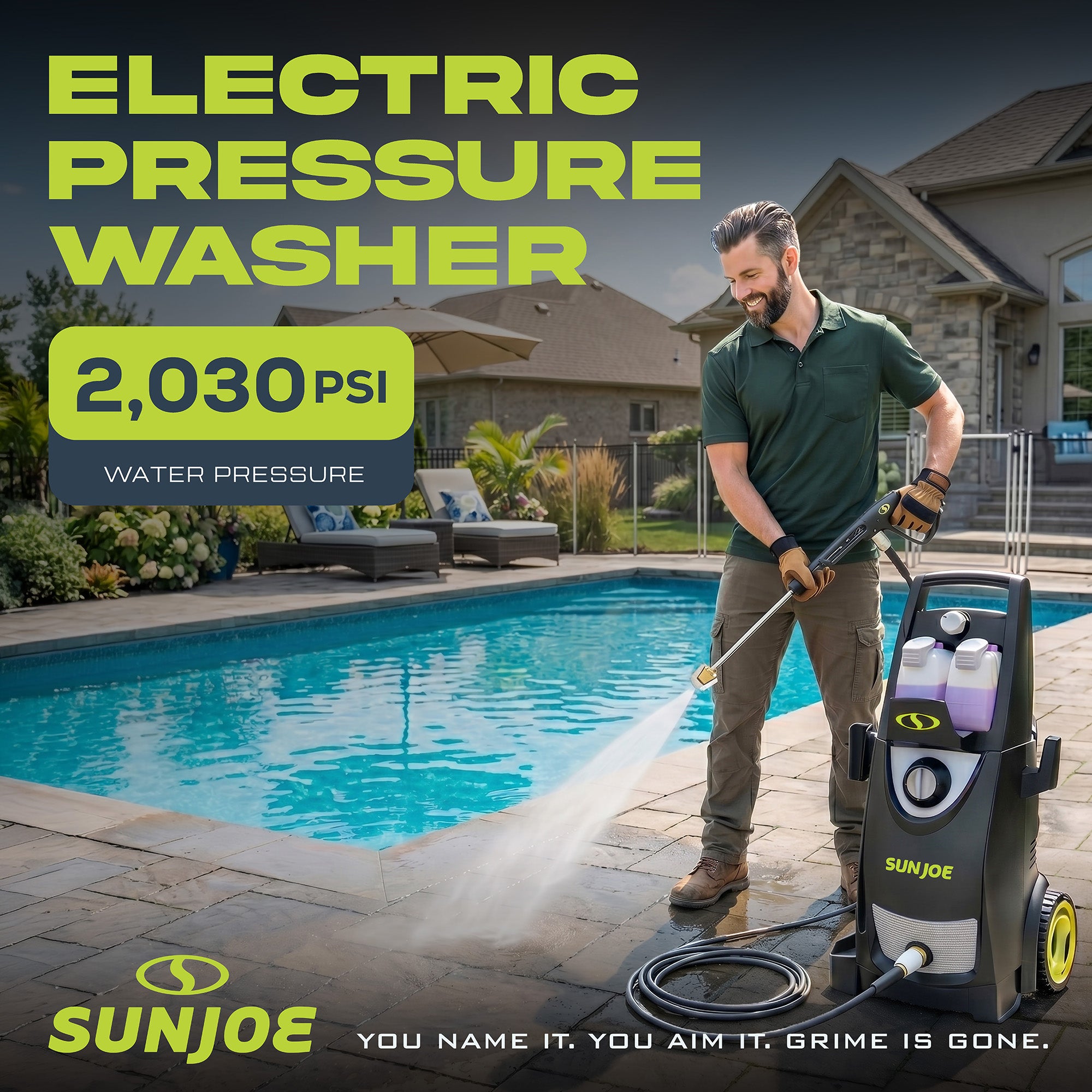 Sun Joe Electric Pressure Washer, Portable Power Washer with Wheels, SPX3000-PK1