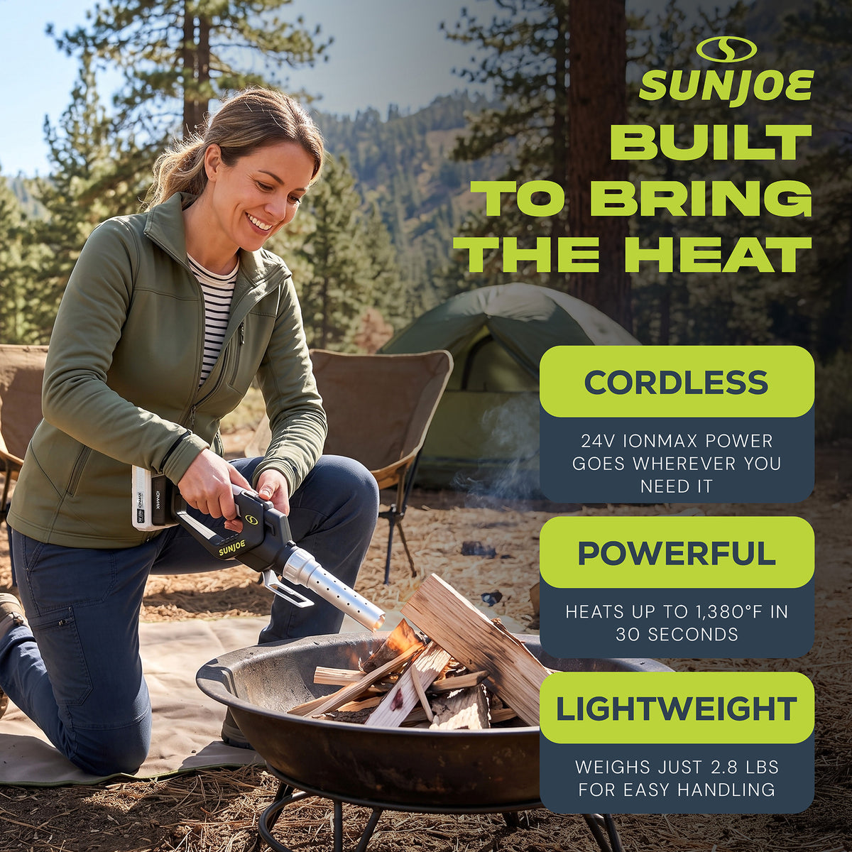 Sun Joe 24V Cordless Electric Fire Starter for Charcoal BBQ Grills (Used)