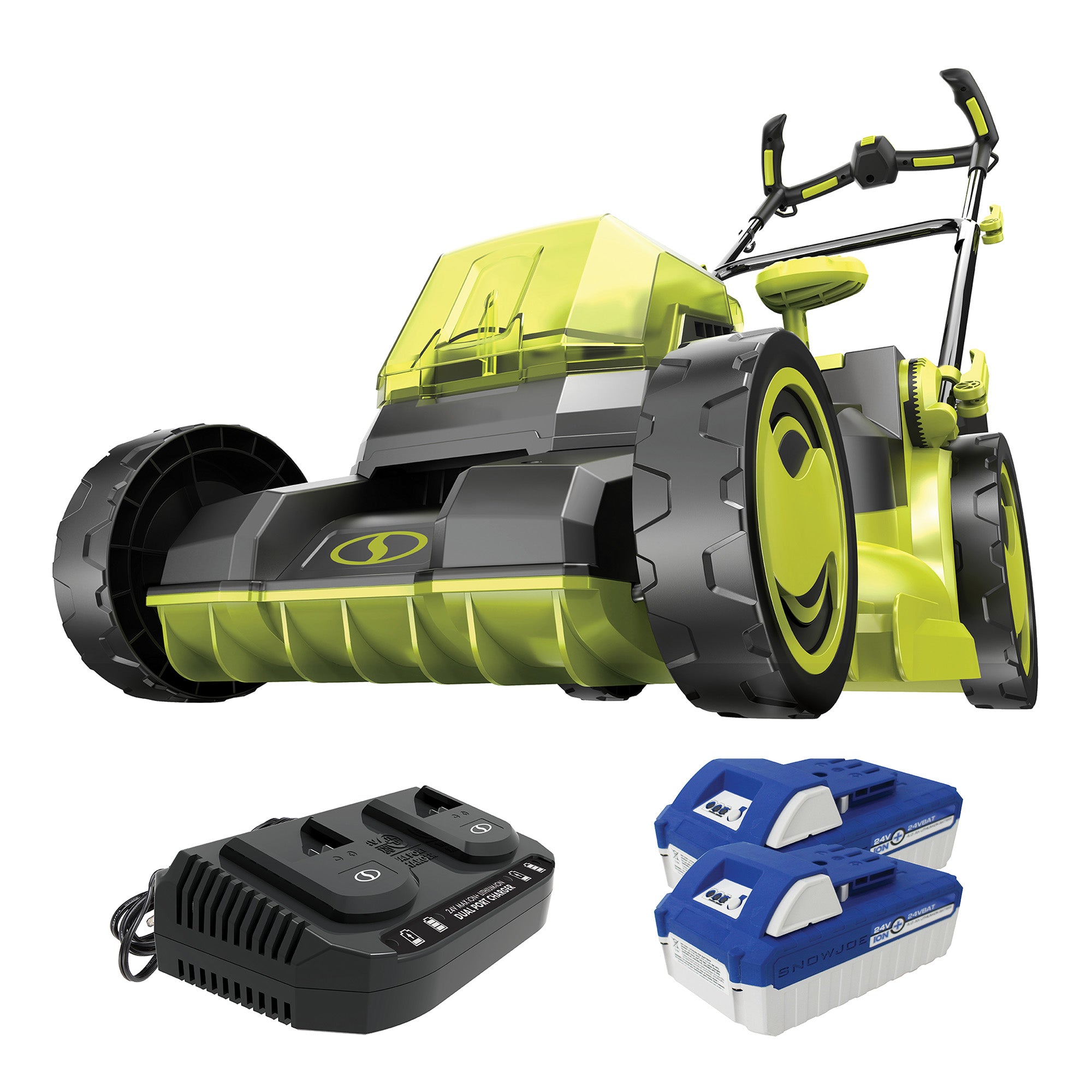 Sun Joe Walk-Behind Cordless Push Lawn Mower with Brushless Motor, 24V-X2-16LM