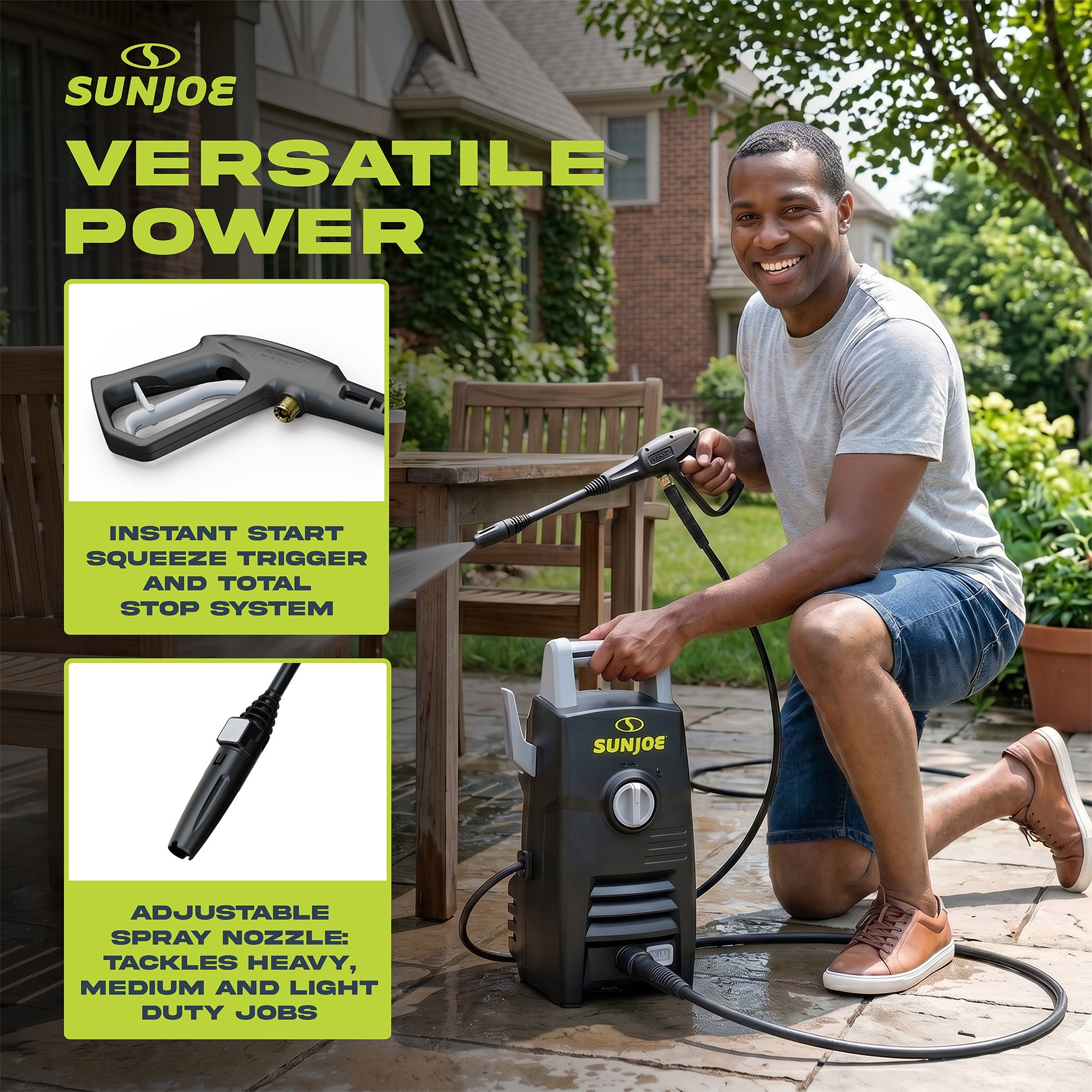 Sun Joe Portable Electric Pressure Washer w/Adjustable Spray Wand (Open Box)