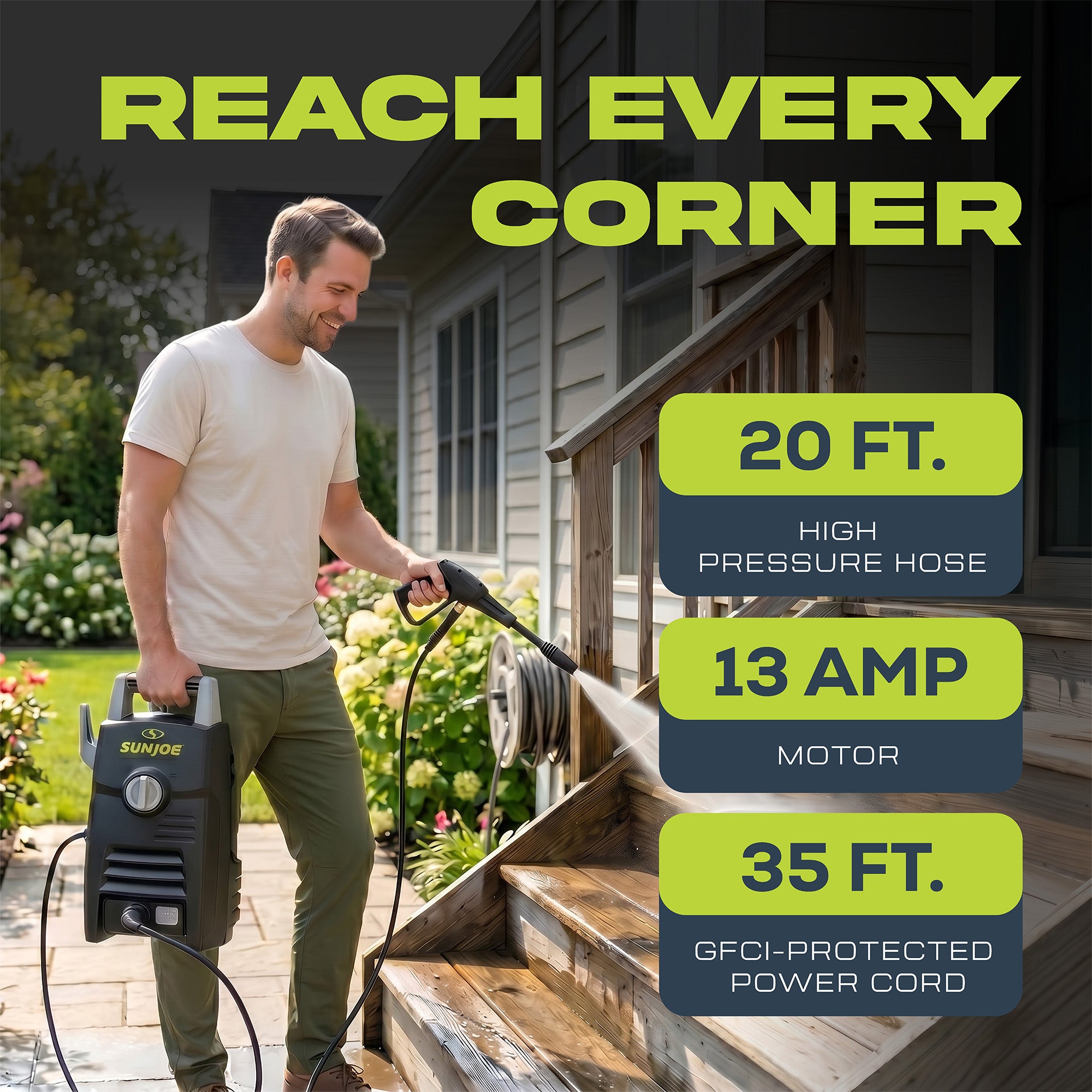 Sun Joe Electric Pressure Washer, Wand & Accessories, SPX205E-XT -PWMA Certified