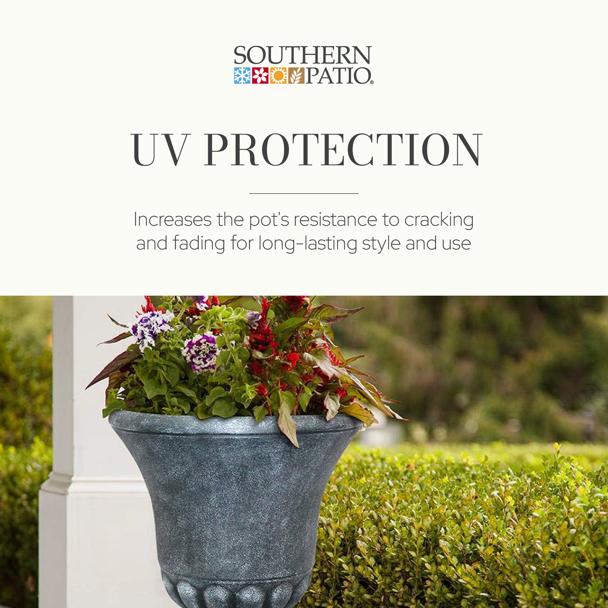 Southern Patio EB-029816 Winston 16 Inch Resin Outdoor Planter, Black (2 Pack) - VMInnovations