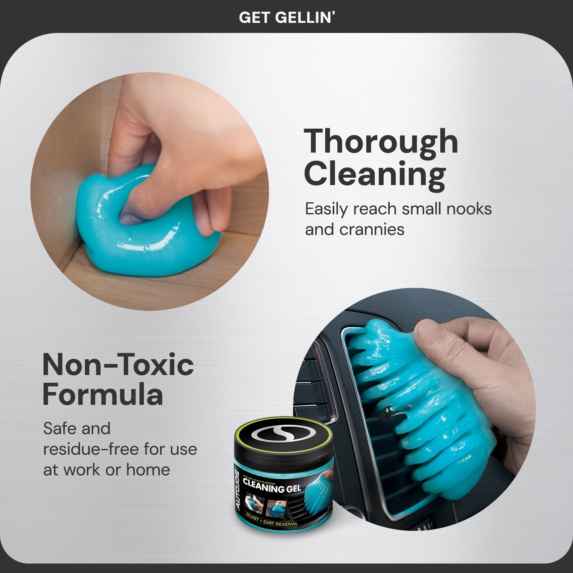 Auto Joe 2Pk Car Multi-Purpose Cleaning Gel for Vents & Keyboards, ATJ-DCG1-2PK - VMInnovations