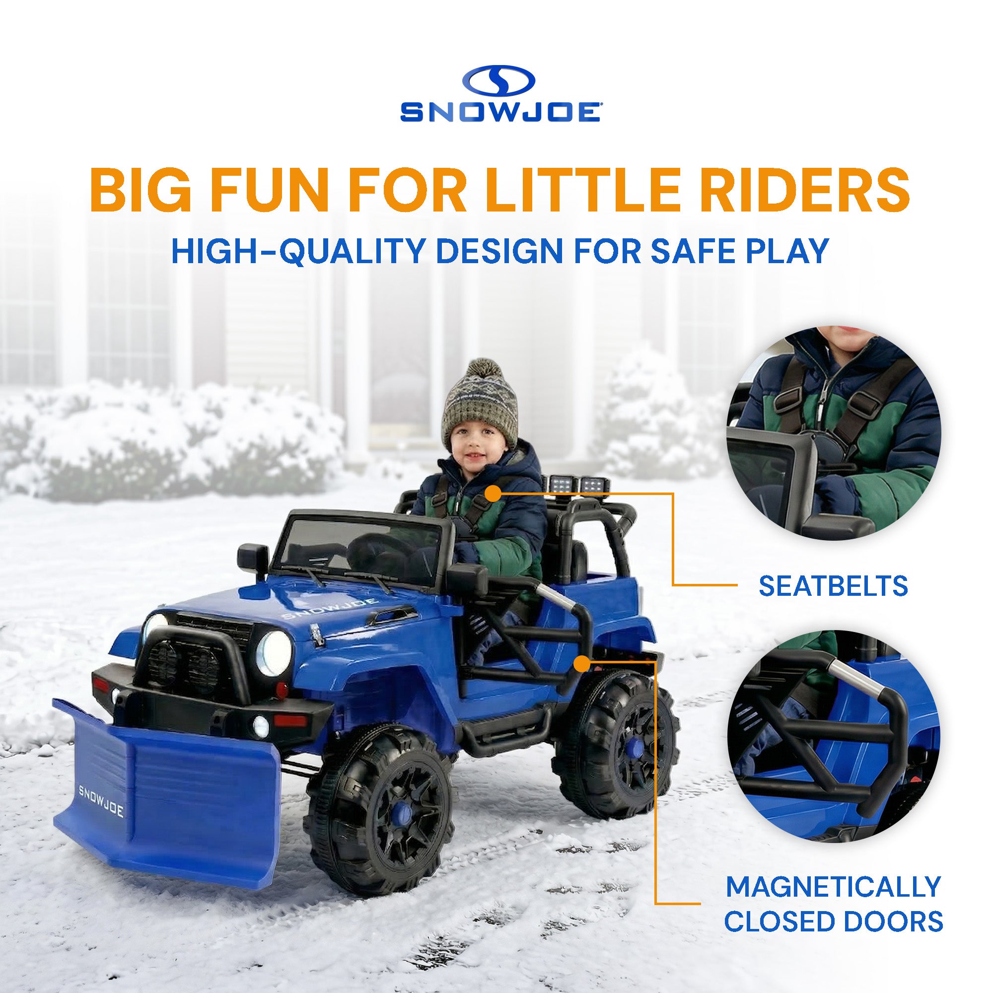 Snow Joe 24V Ride On Car Toy with Snow Plow Scoop and Parental Remote, 24V-SUV1 - VMInnovations